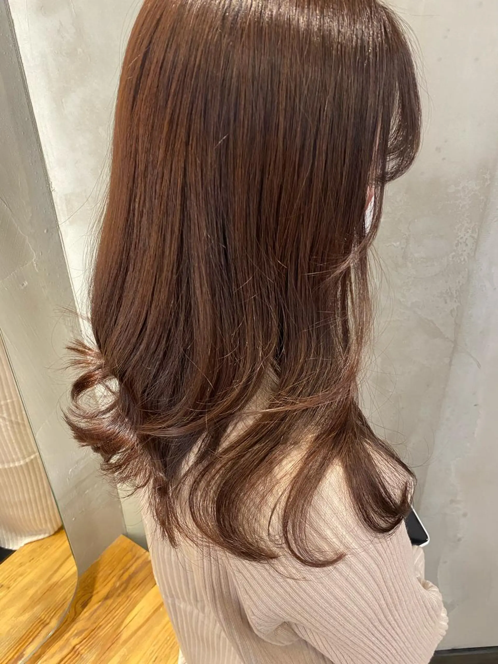 セミロング オレンジブラウン カット ヘアカラー トリートメント 顔周りcut・ご相談 ＝新宿しずく🇰🇷のヘアスタイル