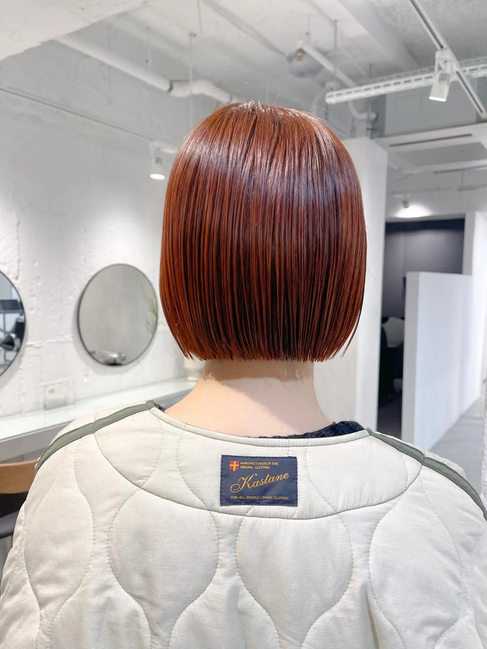 ミディアム カラー オレンジ ボブ カット ヘアカラー トリートメント 川本 裕🌿のヘアスタイル