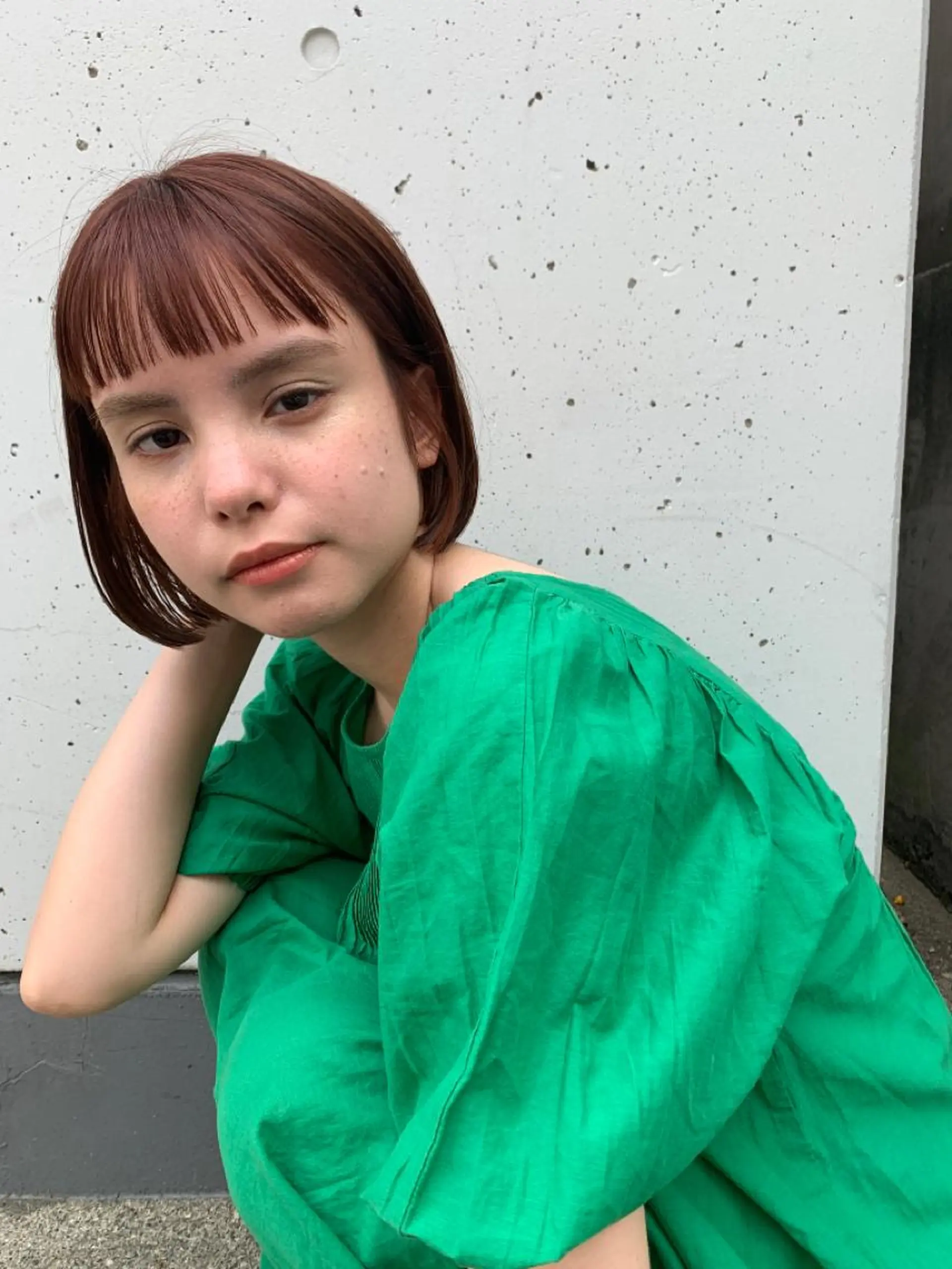 ミディアム カラー ブラウンカラー レッドカラー レッドブラウン ボブ お任せヘア☘️☘️ 及川渚のヘアスタイル