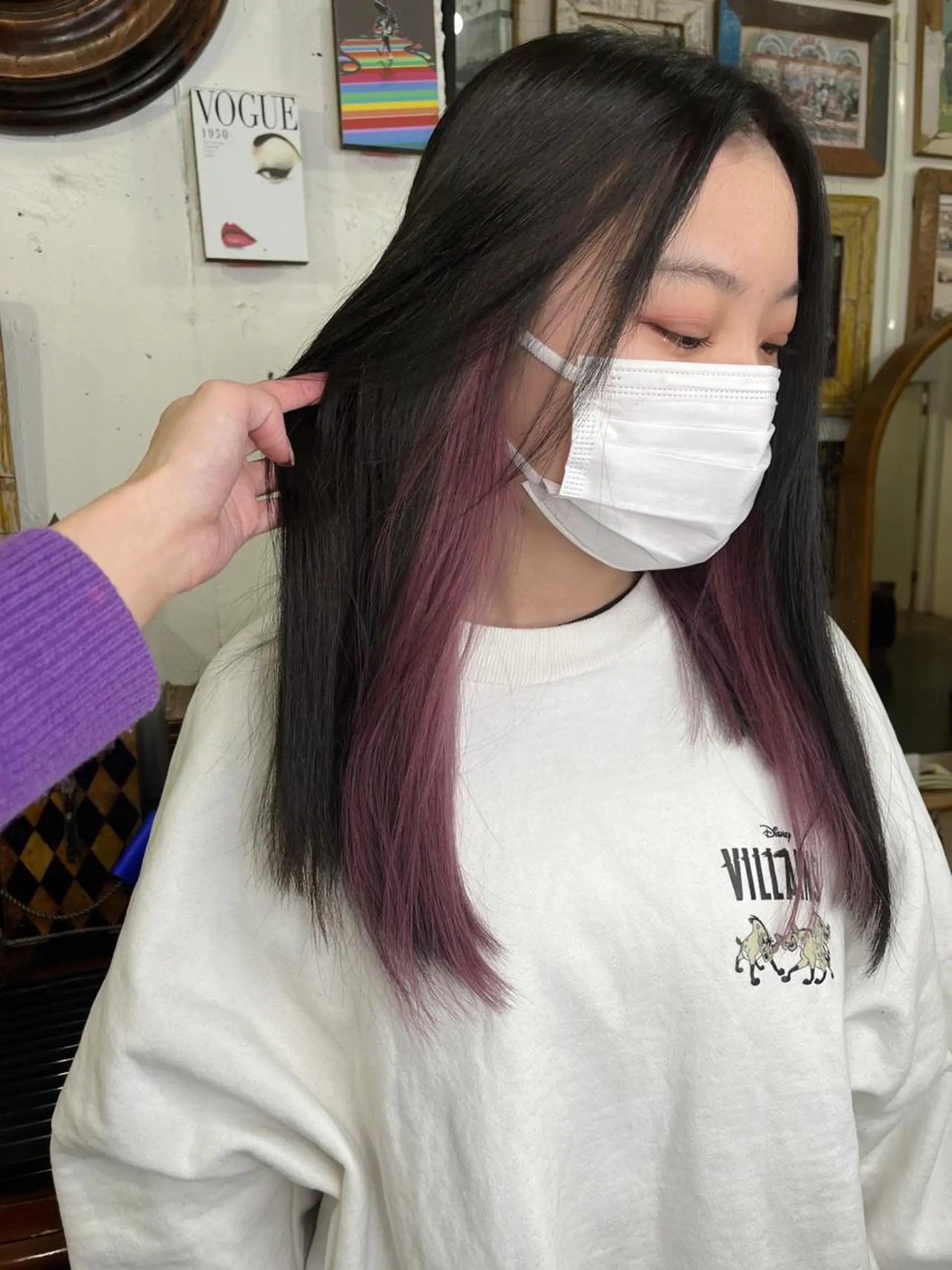 ロング カラー カット ヘアカラー トリートメント モモカ/ハイトーン /バレイヤージュのヘアスタイル