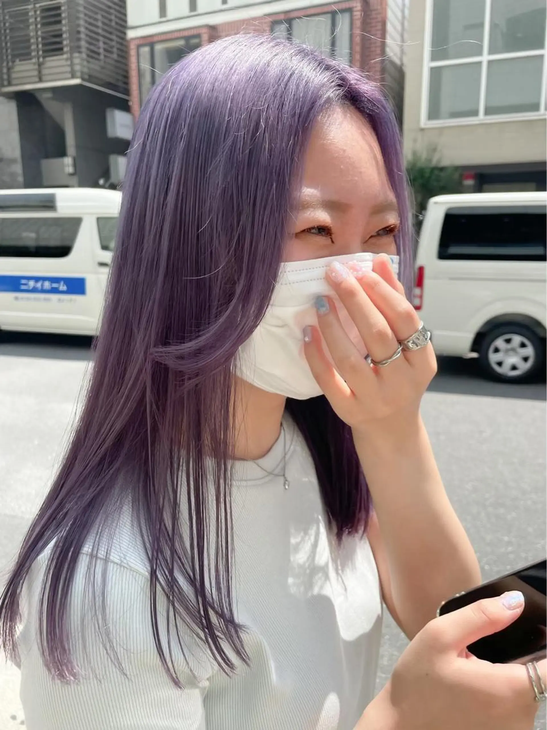 セミロング カラー ブリーチ ケアブリーチ 透明感カラー デザインカラー ダブルカラー メンズ特化/マツエク AYAKA🌙のヘアスタイル