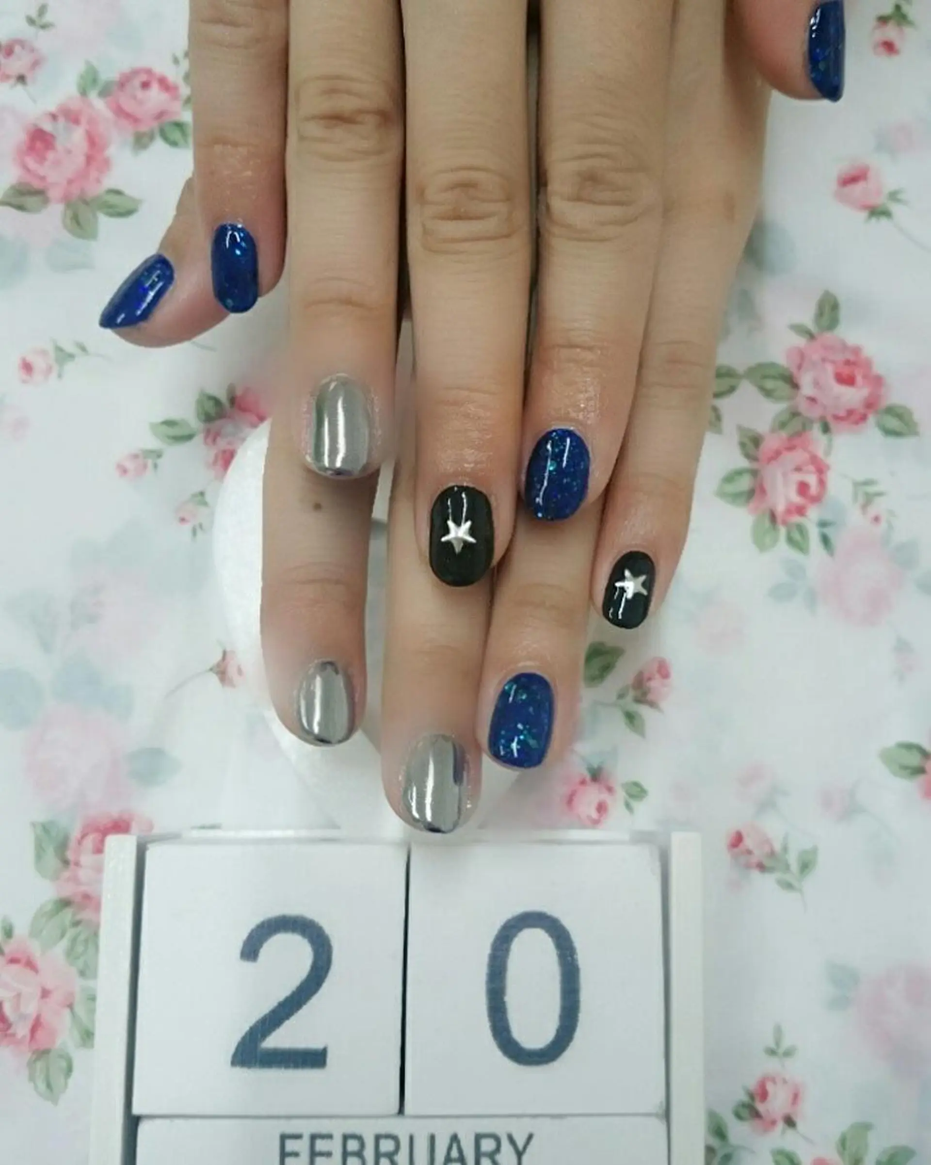 ネイル ブルー ミラーネイル JEWEL nailのネイルデザイン
