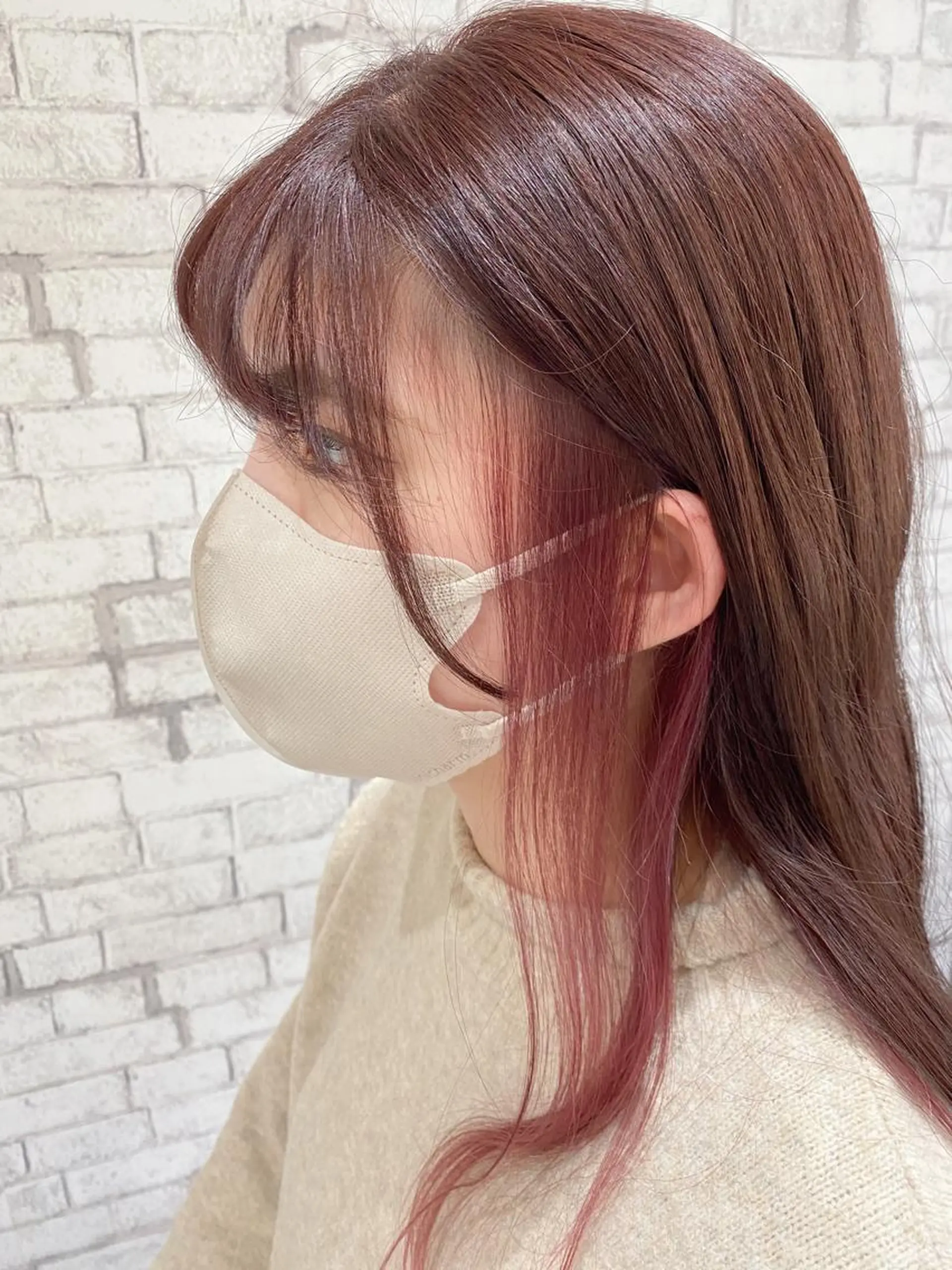 ミディアム カラー ヘアアレンジ ブリーチなし艶カラー 東家のヘアスタイル