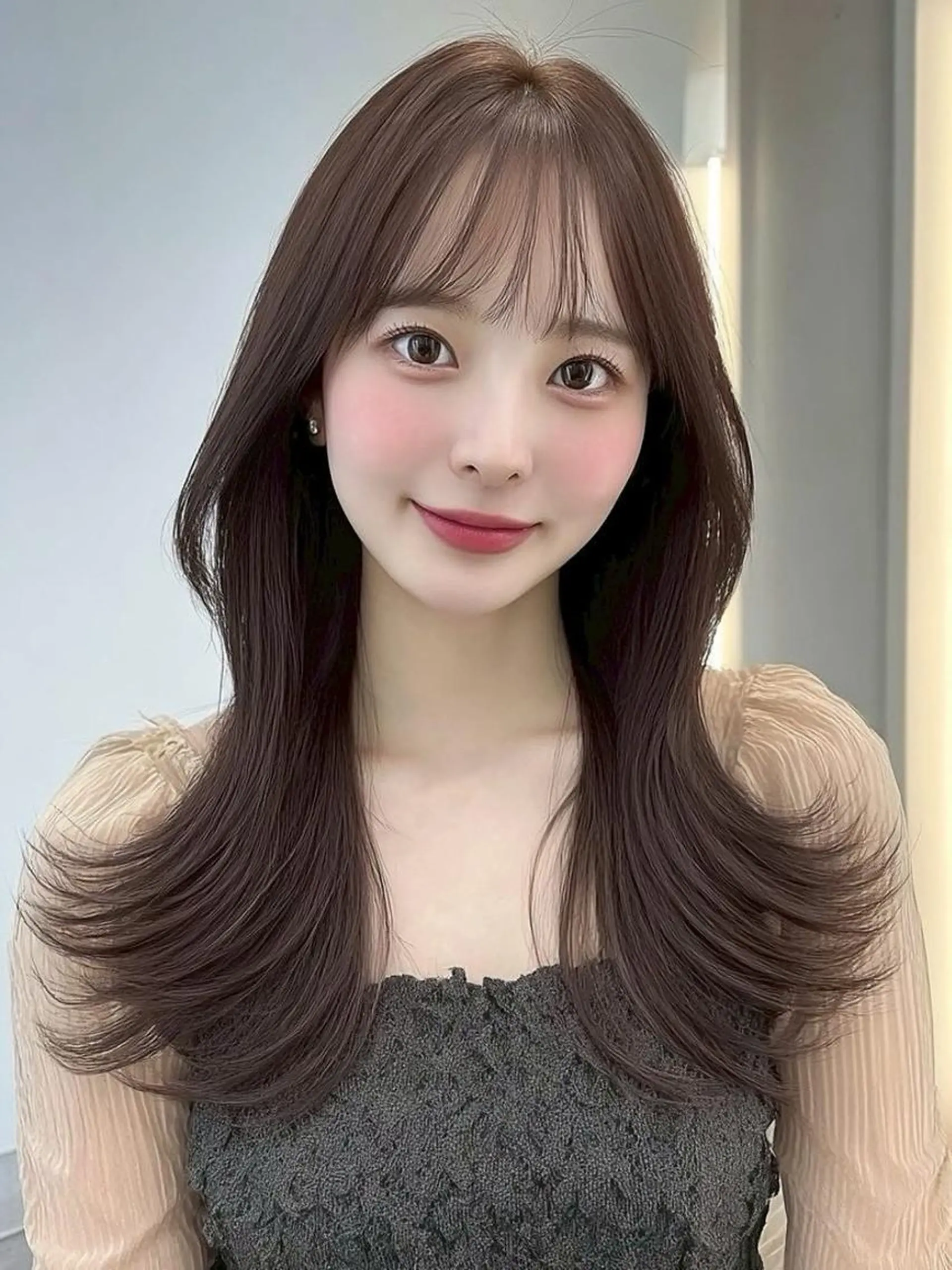 ロング ヘアアレンジ 髪質改善 韓国風ヘア レイヤーカット 似合わせカット シースルーバング カット ヘアカラー Ayumu /京都/西院のヘアスタイル