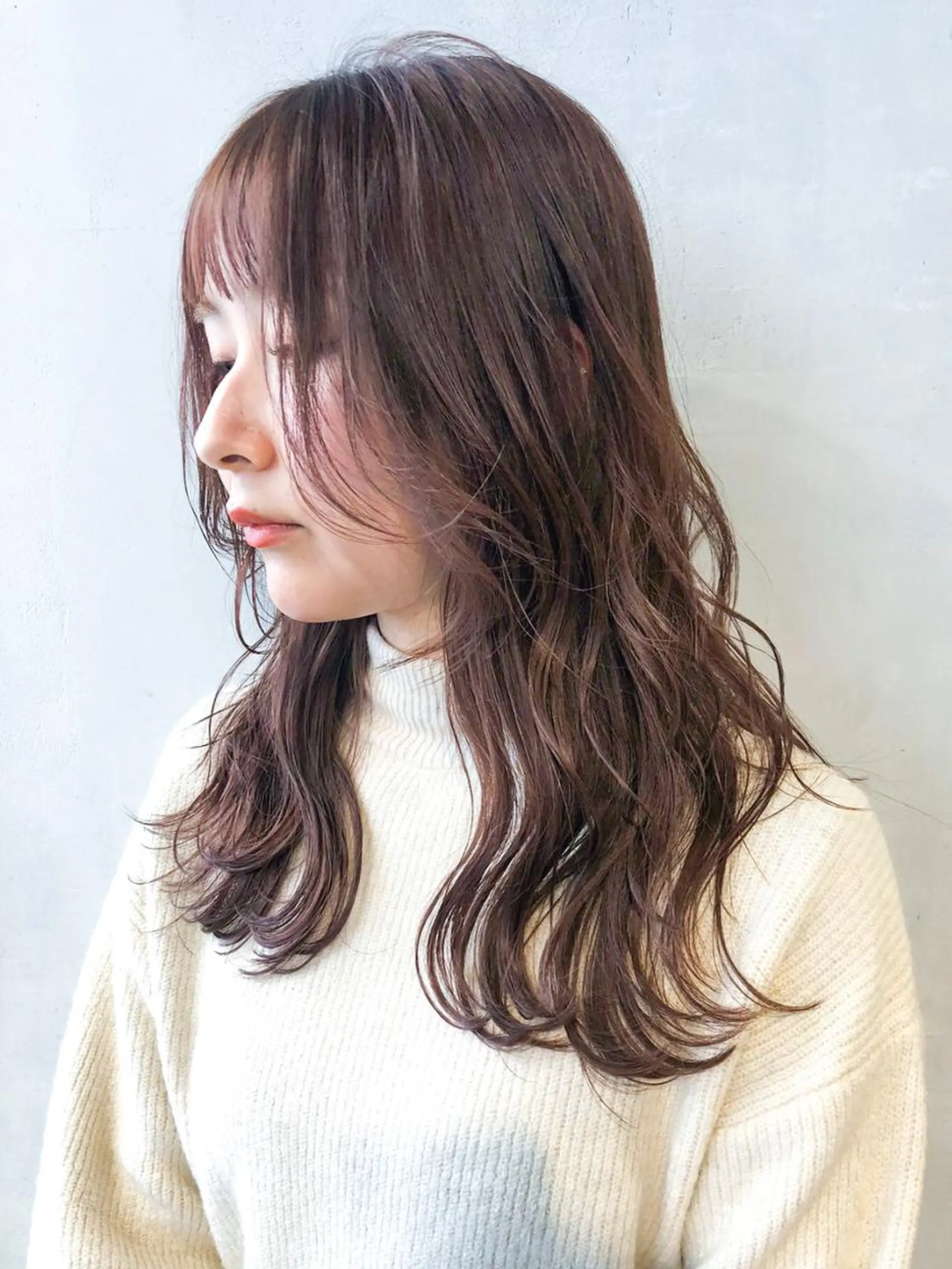 セミロング カラー パーマ ヘアアレンジ ブラウンカラー ピンクカラー ピンクブラウン レイヤーカット ITbyALBUM 中野店のヘアスタイル