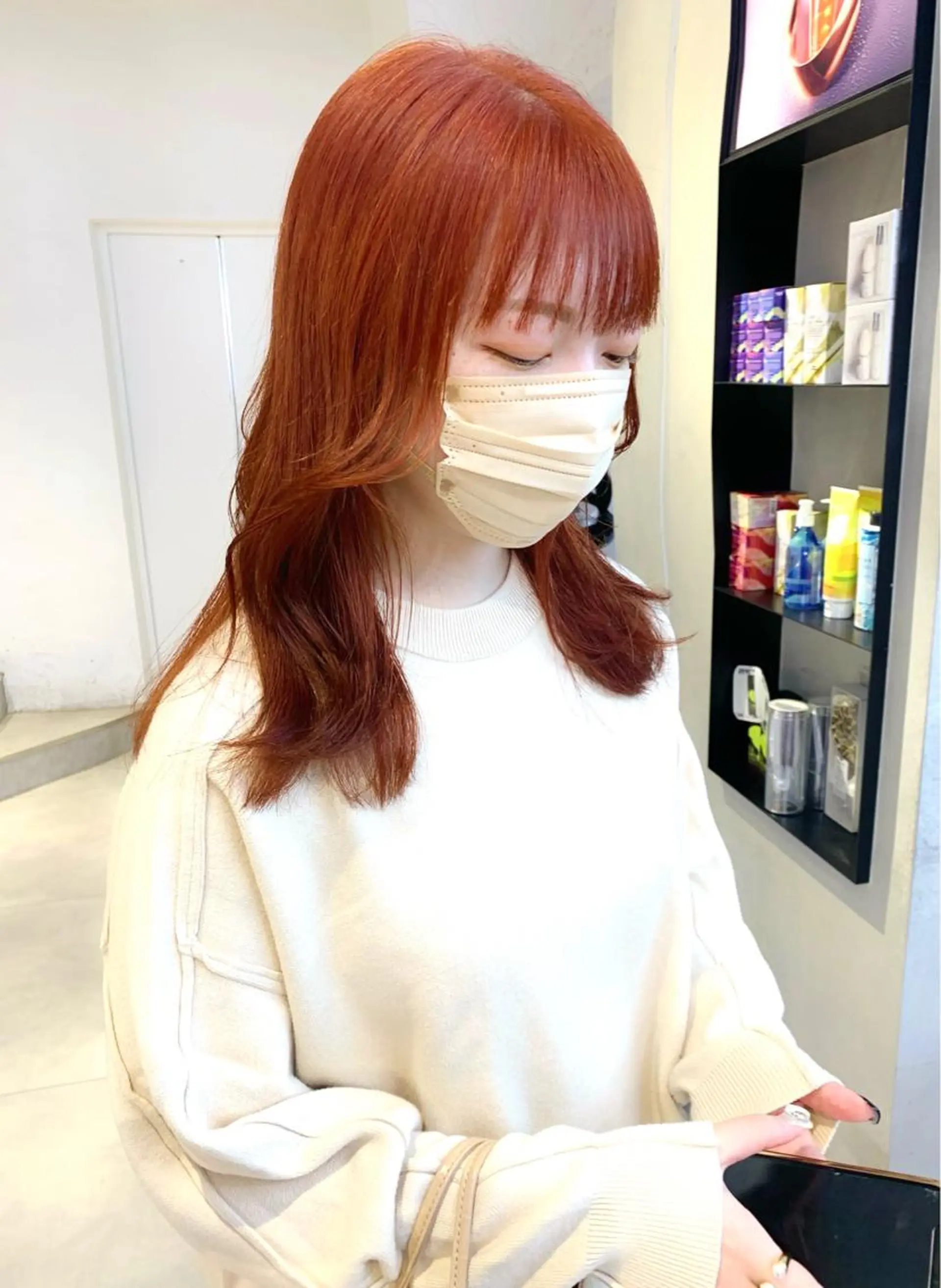 ロング カラー ブリーチ ブラウンカラー オレンジ オレンジブラウン トリートメント カット ヘアカラー Kureha/ネイル トレンドヘアのマツエク・マツパデザイン