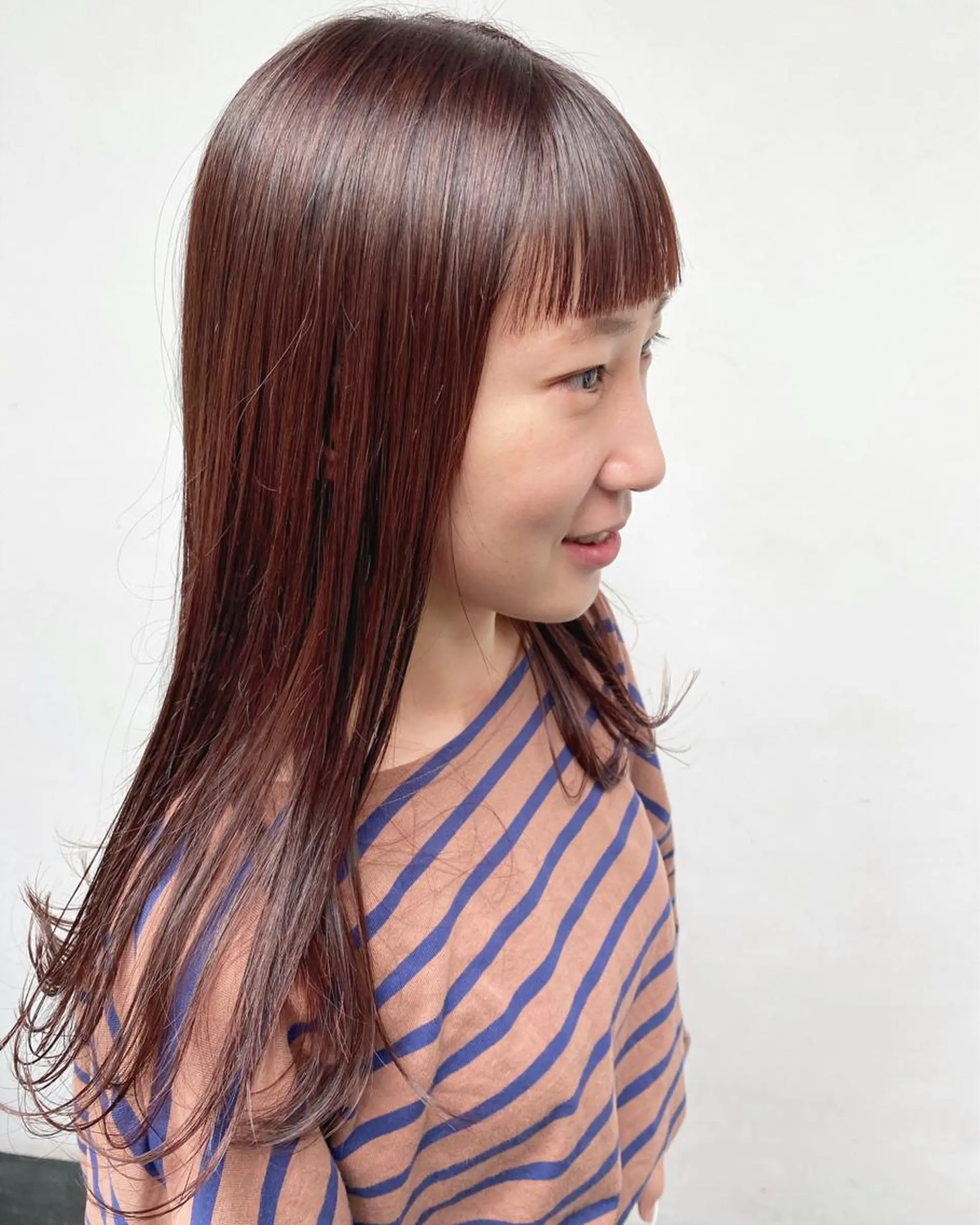 セミロング カラー ブリーチ ブラウンカラー ブリーチなしカラー ピンクカラー ピンクブラウン tonari 梅田、中崎町のヘアスタイル