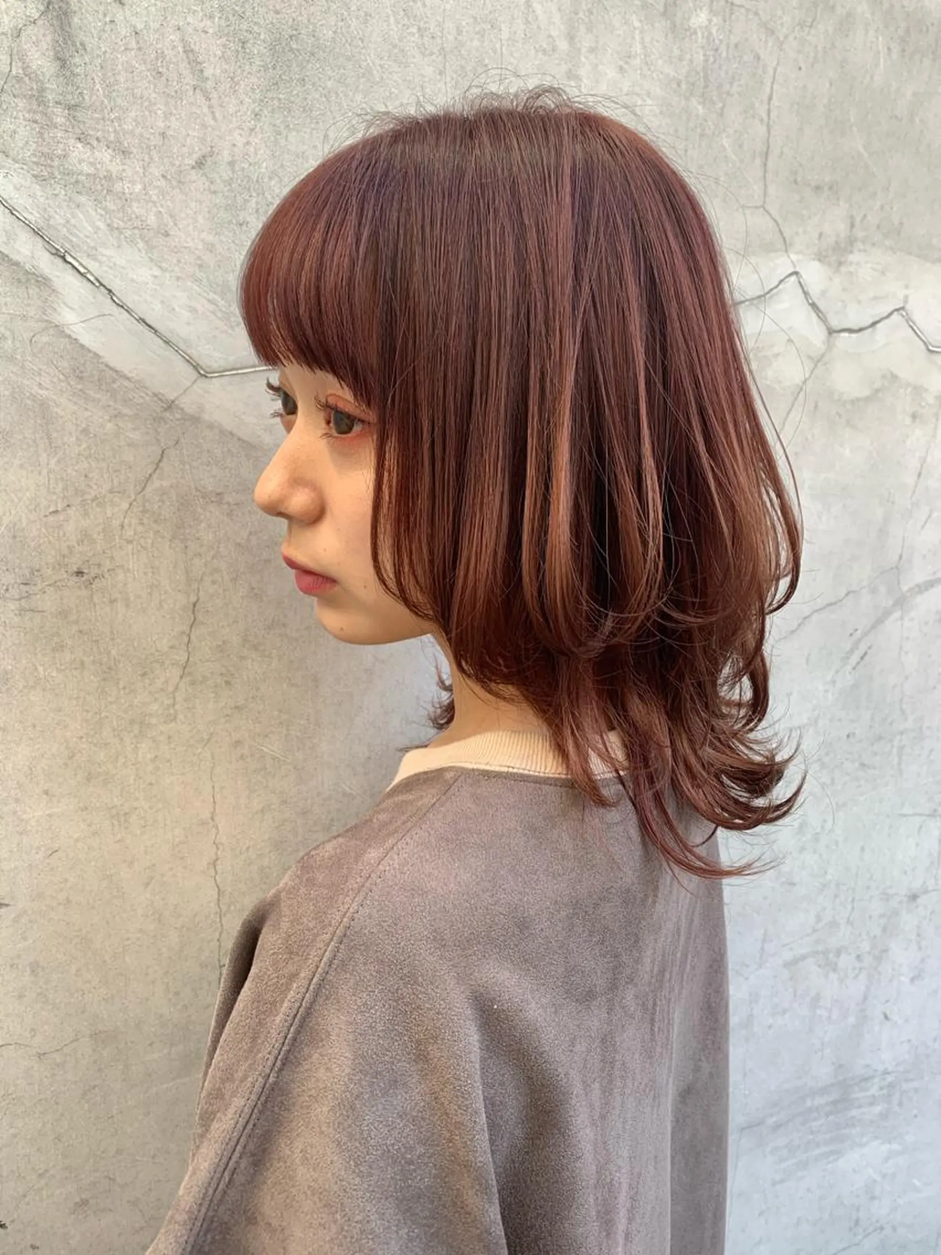 ミディアム カラー ピンクカラー ボブ ウルフカット ウルフボブ 髪質改善☆ 縮毛矯正miyuのヘアスタイル