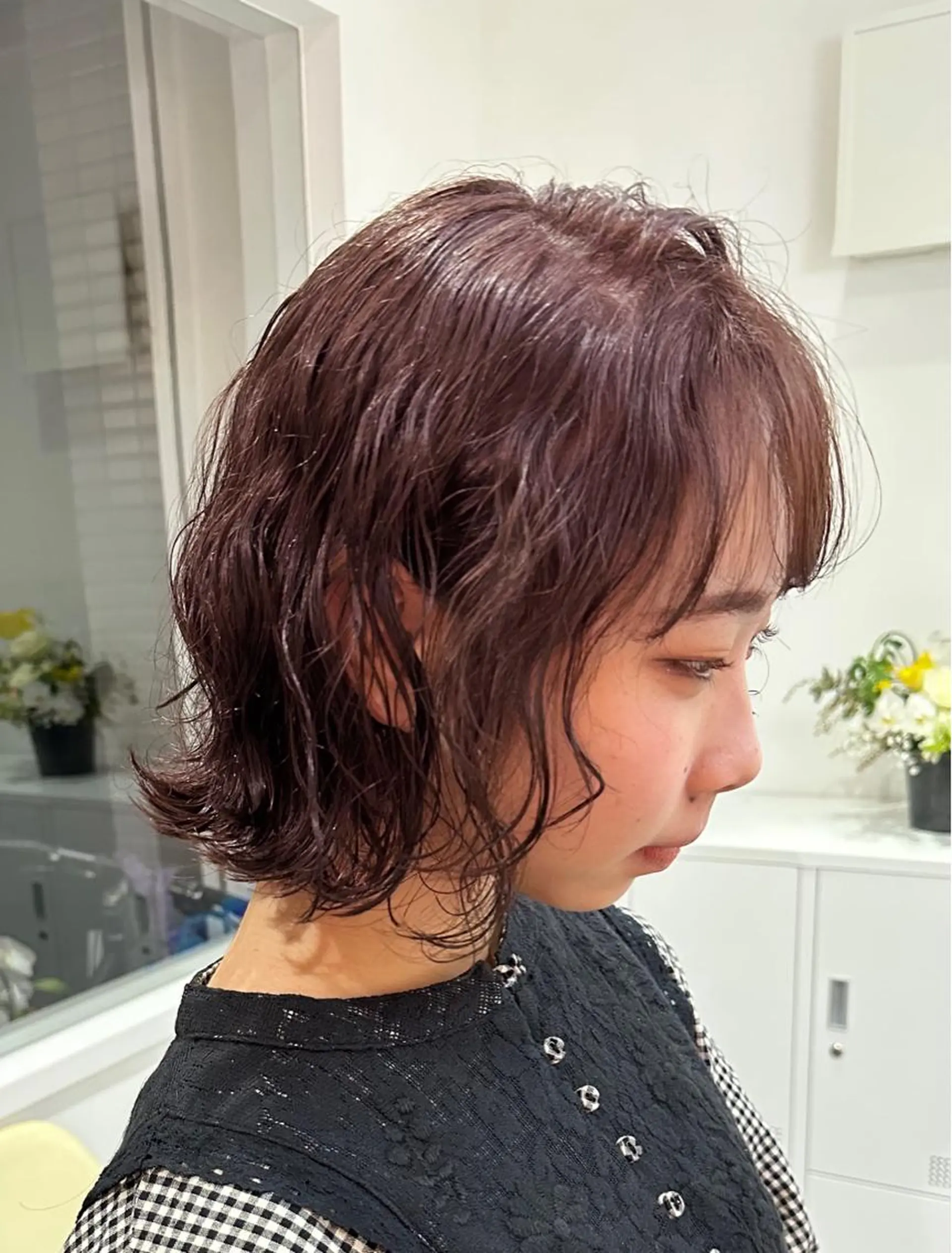ミディアム カラー パーマ ショートボブ ミディアムパーマ ベージュカラー ブリーチ ケアブリーチ カット パーマ hair salon suiw所属・ハイトーンショート 特化‬吉田義隆のヘアスタイル