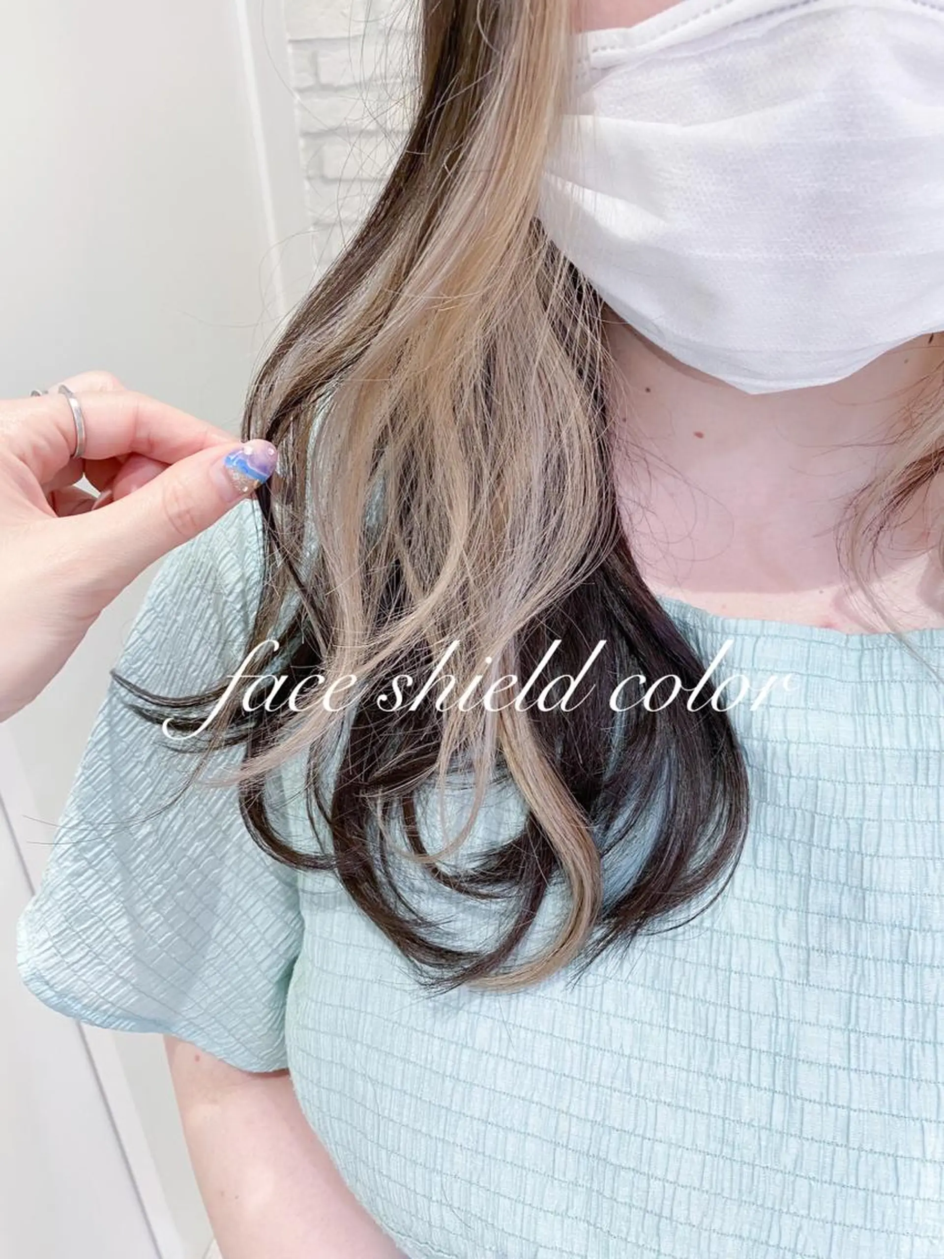 ミディアム ミストバング 横浜🍒ルーツカラー エクステ／RIEのヘアスタイル