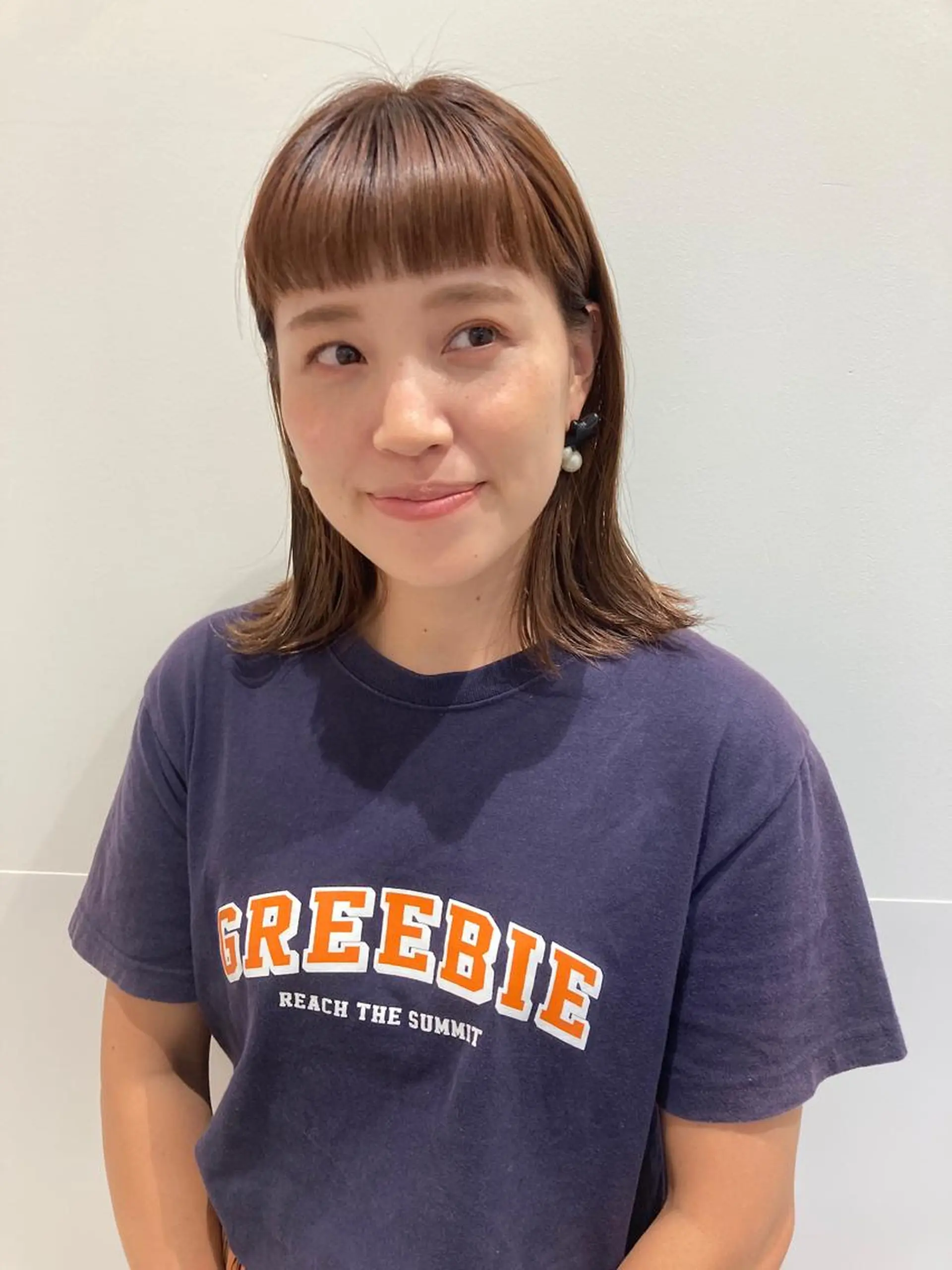 ミディアム カラー ベージュカラー オレンジ オレンジベージュ オン眉 カット 半個室サロン🫧 ササキアヤカのヘアスタイル