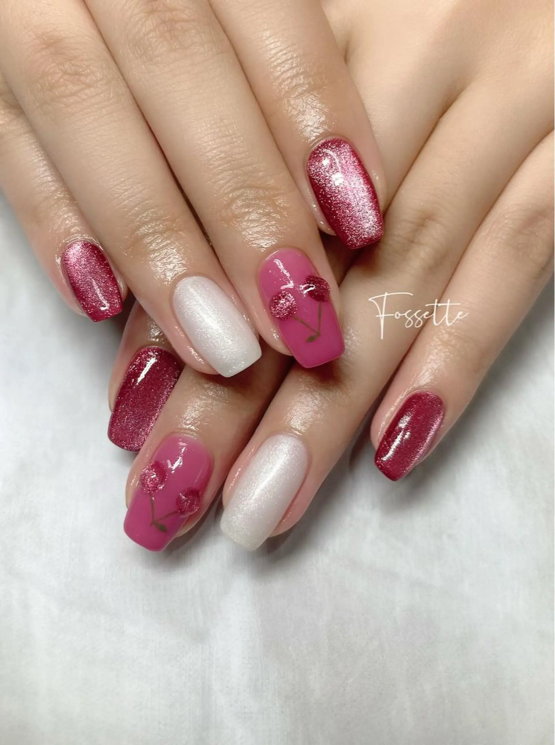 ネイル マグネットネイル ワンカラーネイル ぷっくりネイル nailsalon Fossetteのネイルデザイン