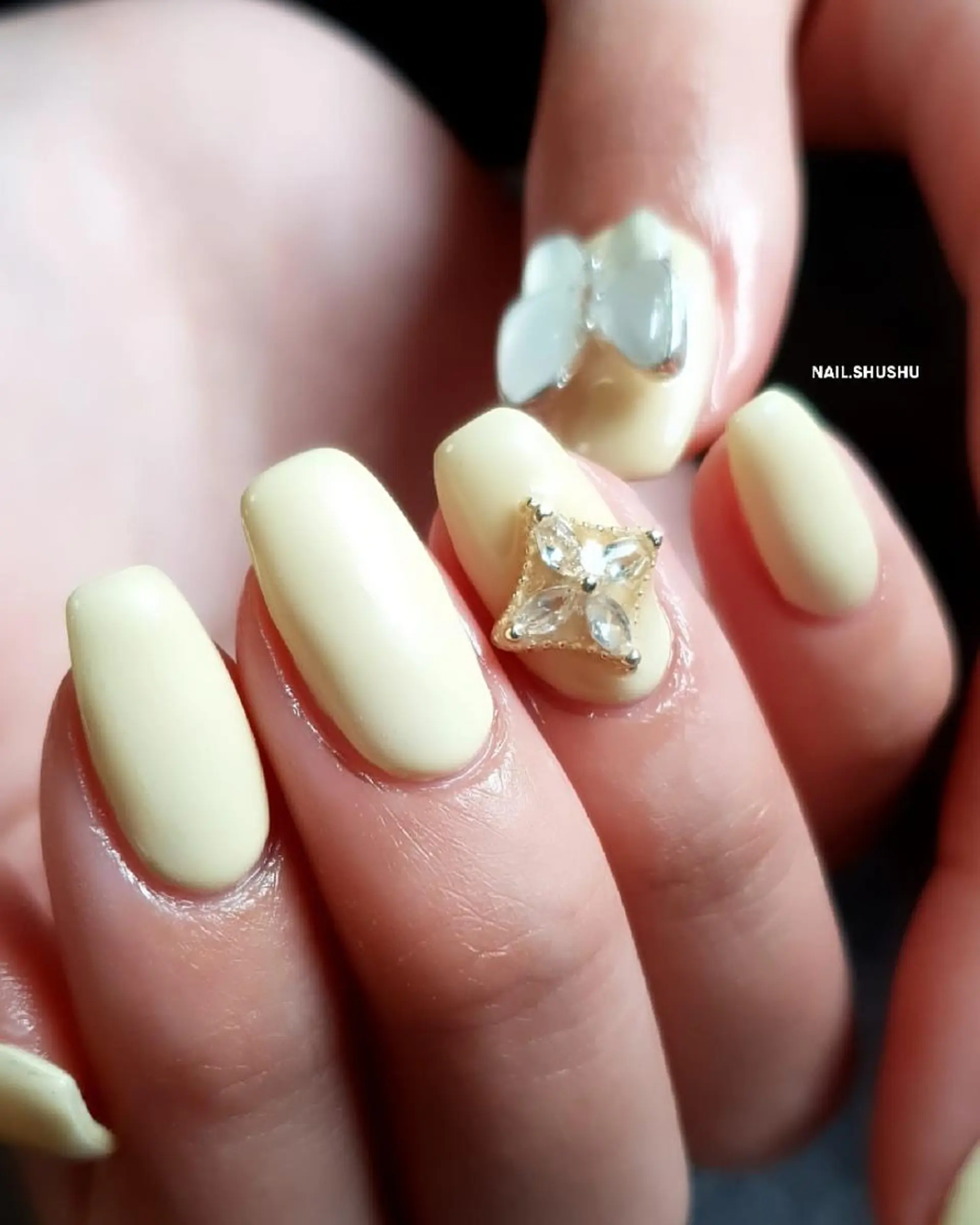 ネイル 持ち込み ニュアンスネイル シンプルネイル 冬ネイル 3dパーツ/流行り 👧shushu❤️のネイルデザイン