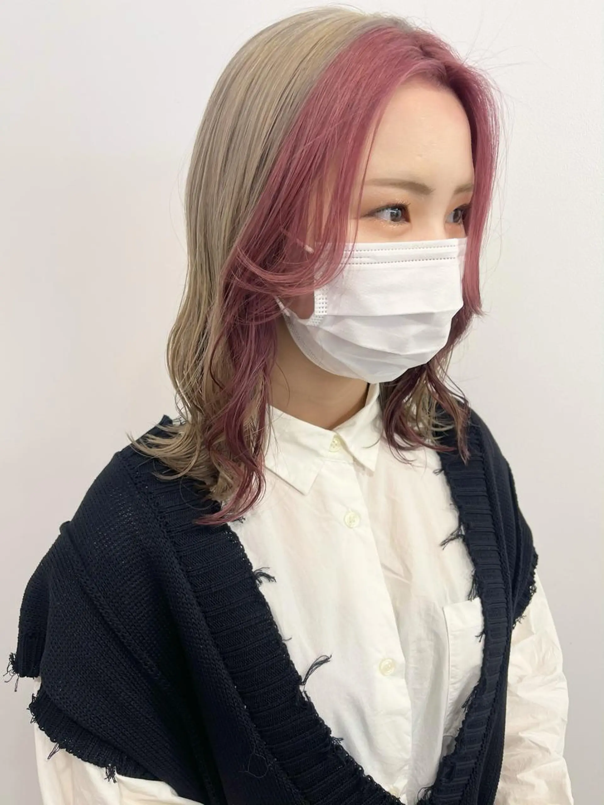 ミディアム カラー ミストバング  フェイスフレーミング グレージュ ミルクティーグレージュ ピンクカラー ヘアカラー トリートメント 🌈game🌈 下北沢店のヘアスタイル
