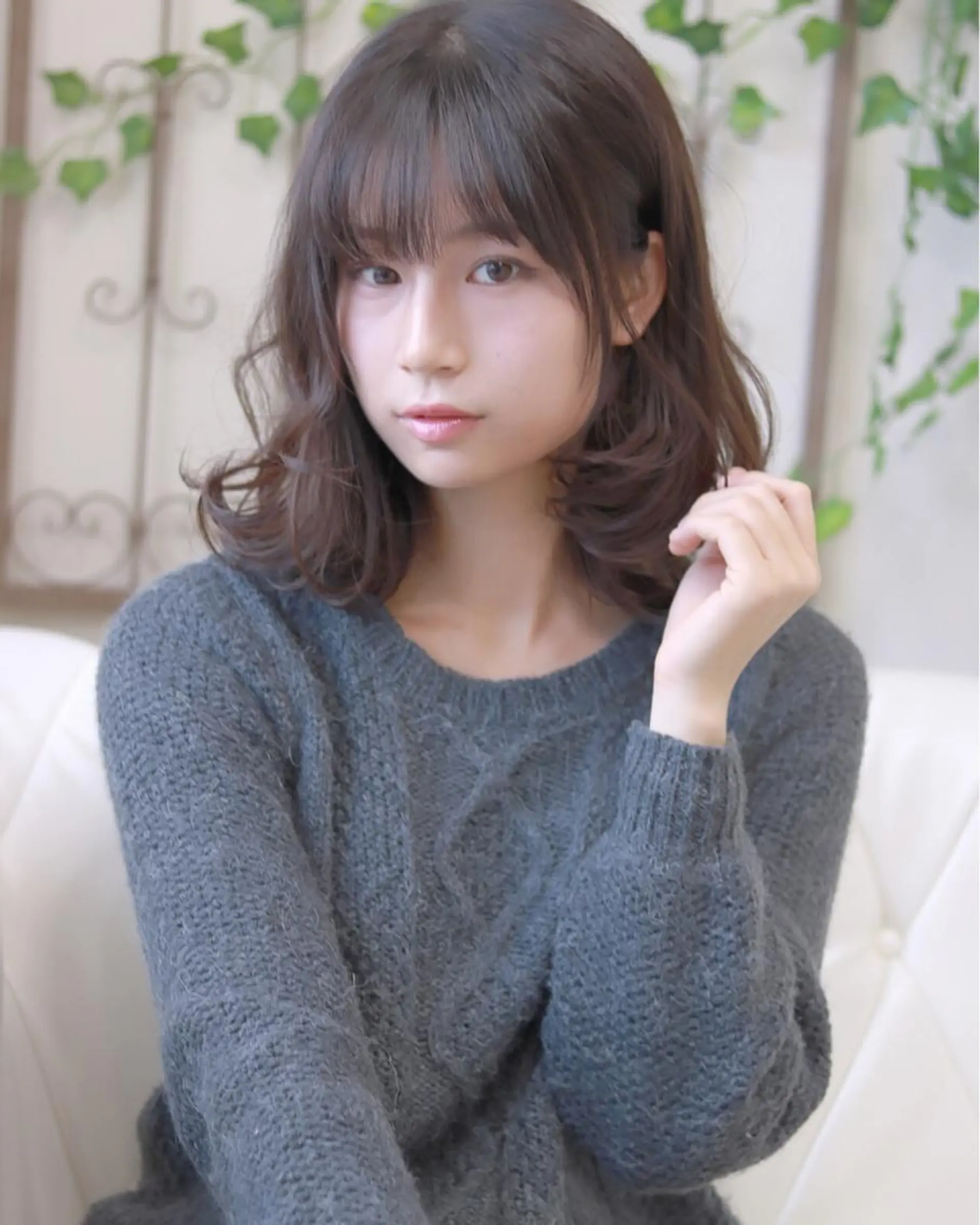 ミディアム カラー パーマ ミディアムパーマ 伸ばしかけ 柳澤 興輝のヘアスタイル
