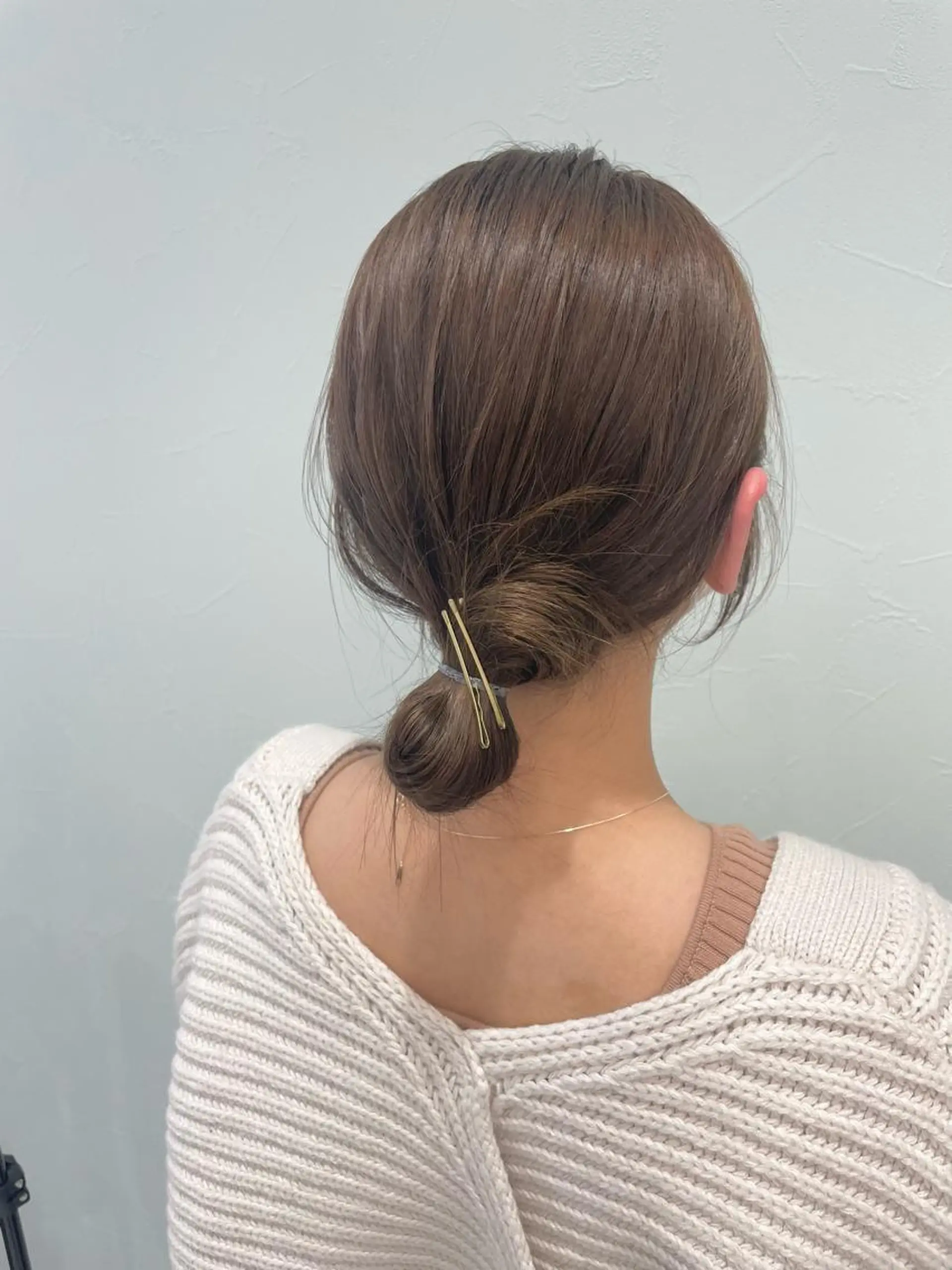 セミロング カラー ヘアアレンジ お団子ヘア ベージュカラー ブラウンカラー ブラウンベージュ カット パーマ 田島 仁美のヘアスタイル