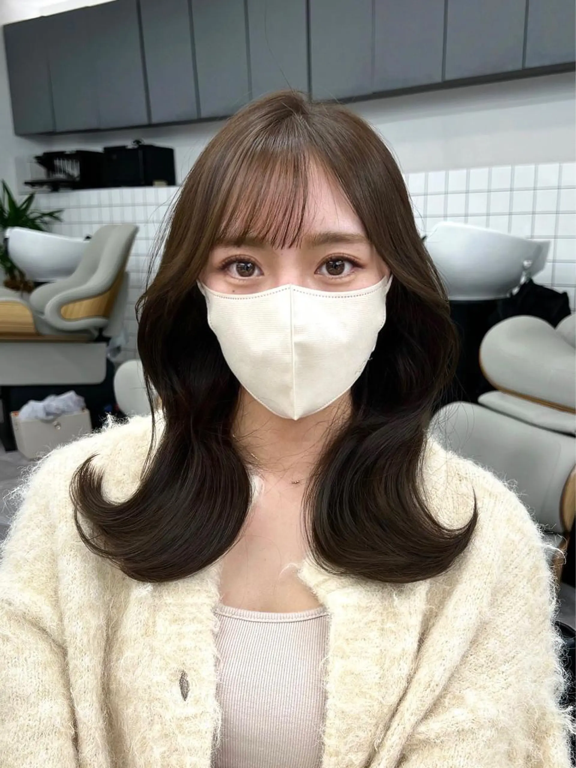 ミディアム カラー 韓国ヘア♡ 顔まわりカットayaのヘアスタイル