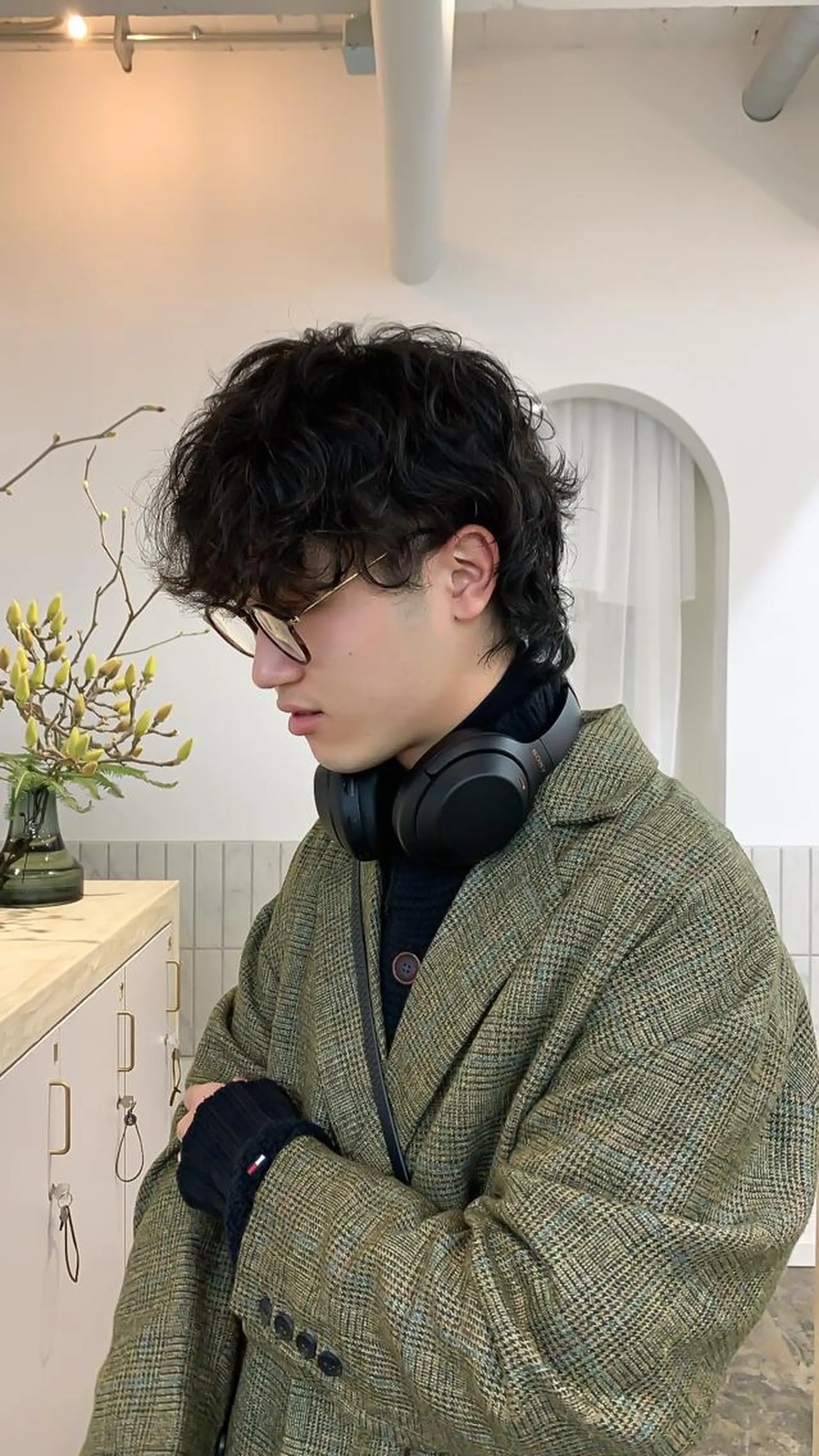 ショート パーマ メンズ メンズパーマ メンズウルフカット ウルフカット 似合わせカット ケアパーマ喜来雅由のヘアスタイル