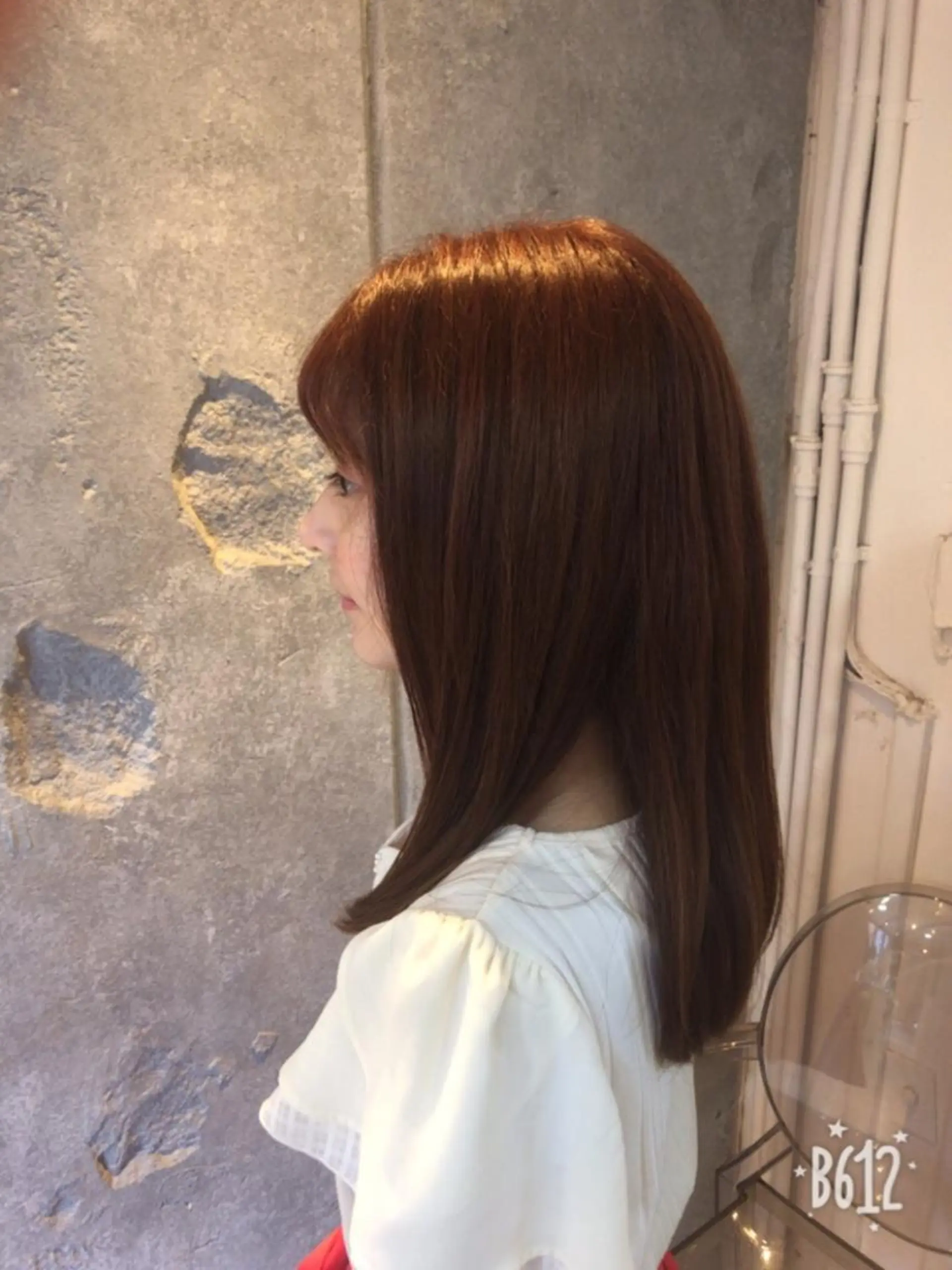 セミロング カラー アッシュ ピンクカラー ピンクアッシュ 大久保 遥日のヘアスタイル