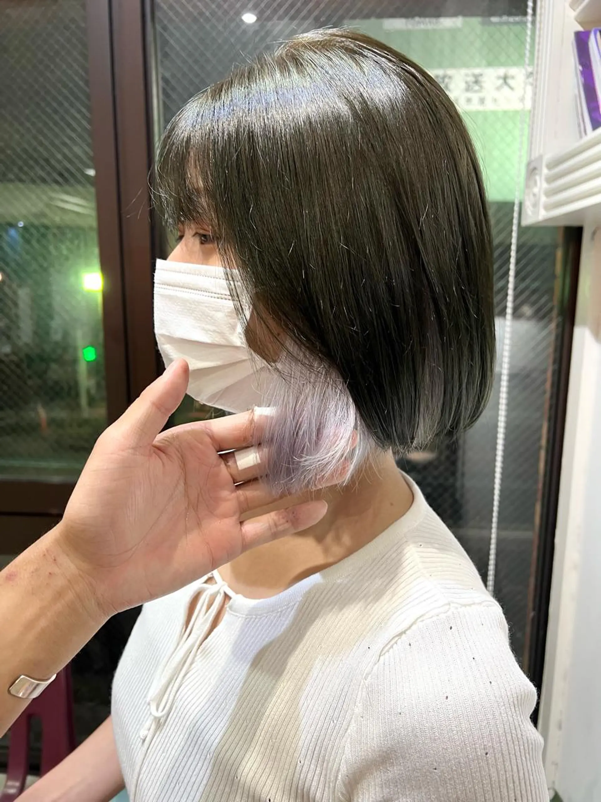 ショート カラー ヘアアレンジ グレージュ オリーブグレージュ オリーブグレー ヘアカラー トリートメント ヘアセット 大宮/山口 竣也のヘアスタイル