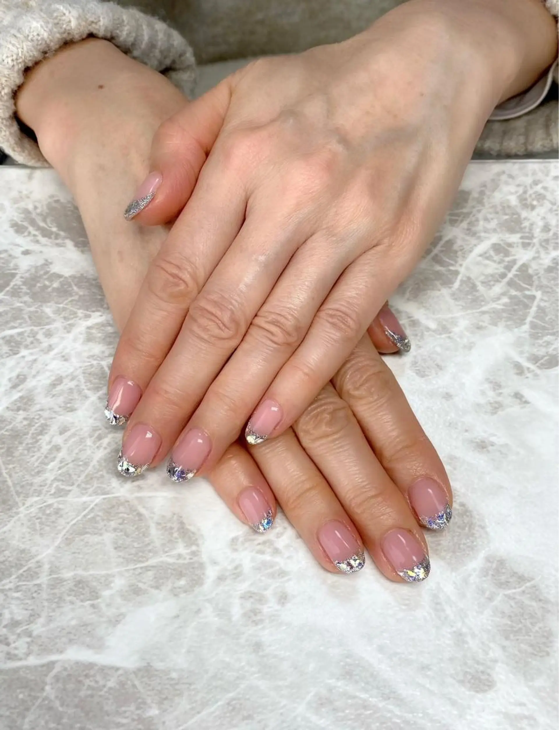 ネイル フレンチネイル ガラスフレンチ ハンドネイル ゆぴねいる yupinailのネイルデザイン