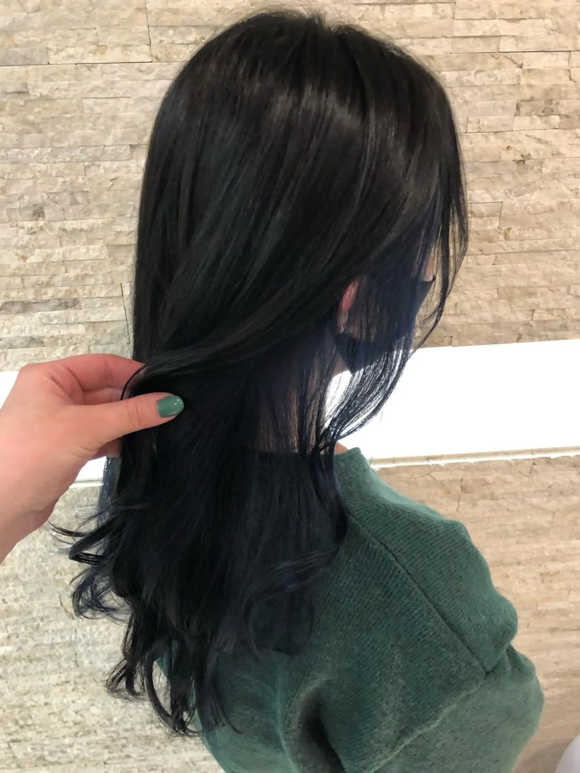 ロング カラー 黒髪 ブルーカラー ブルーブラック ネイビーカラー ヘアカラー トリートメント ヘアセット 韓国/インナーカラー 🍑YUI🍑のヘアスタイル