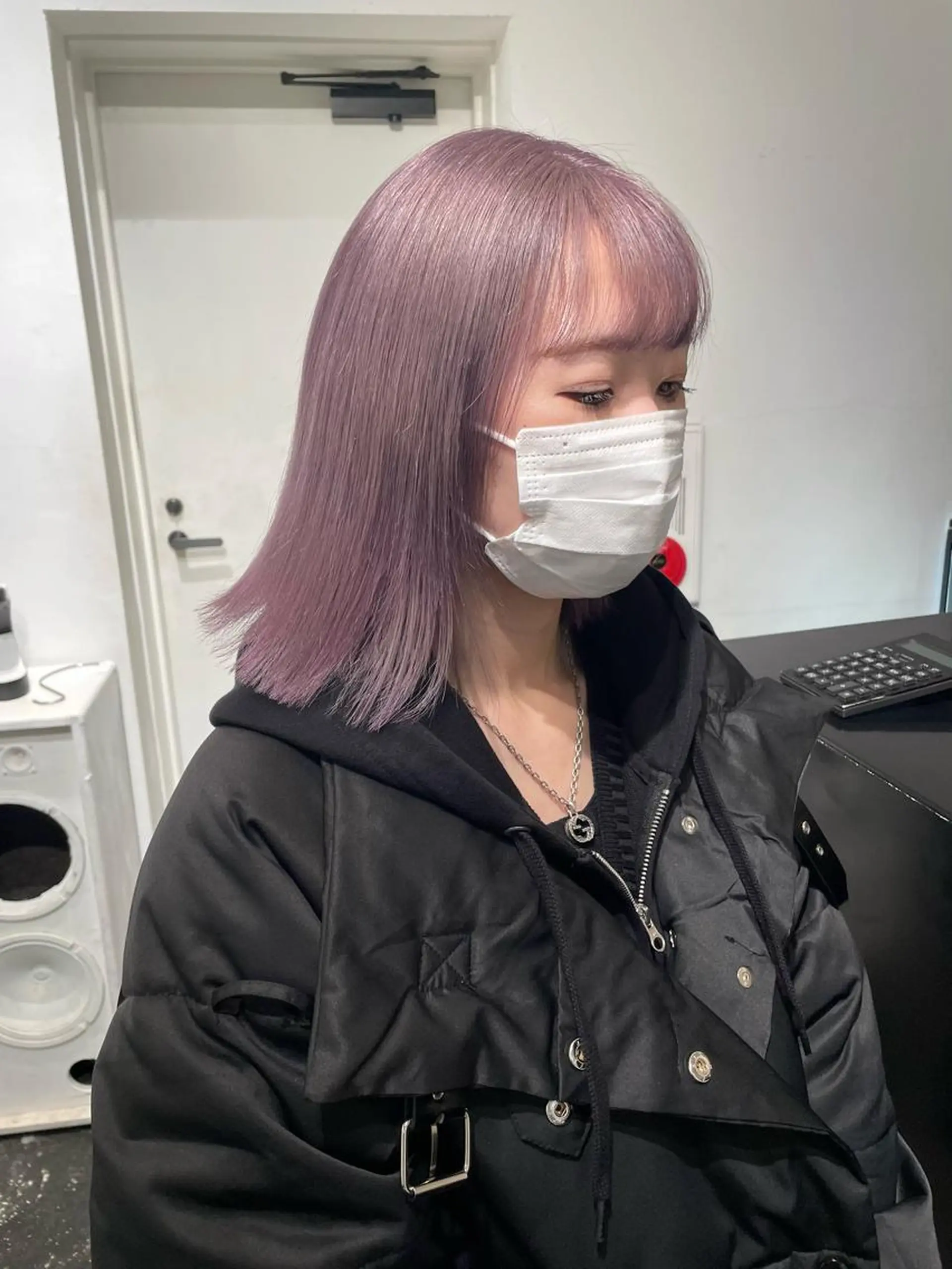 セミロング カラー ヘアアレンジ ブリーチ ラベンダーカラー カット ヘアカラー トリートメント 艶ハイトーン/ヘア アレンジAYAKAのヘアスタイル