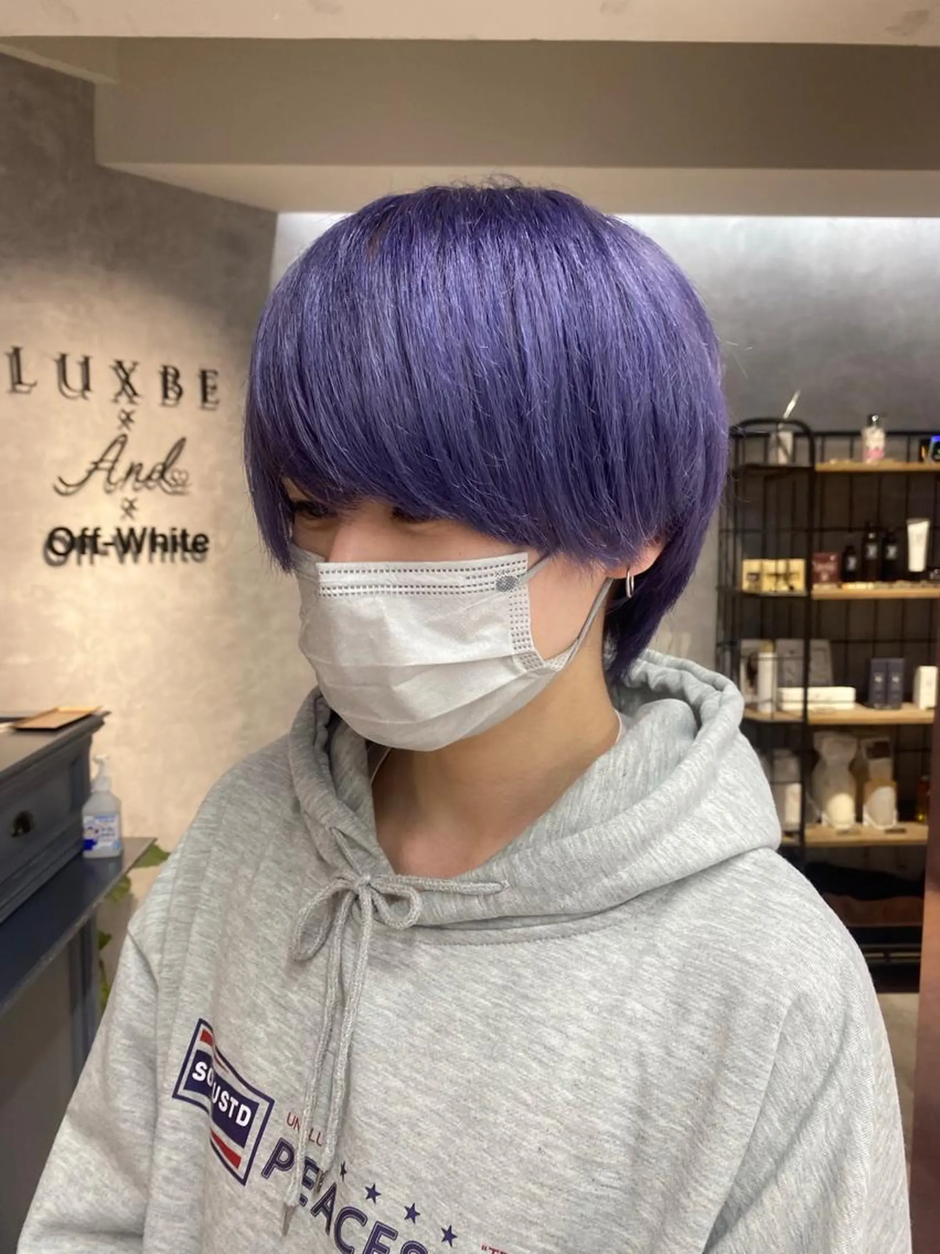 ショート カラー メンズ メンズブリーチ ベージュカラー ブリーチ パープルカラー シルバー カット ヘアカラー ツイストスパイラル/ メンズ特化/中川誠也のヘアスタイル