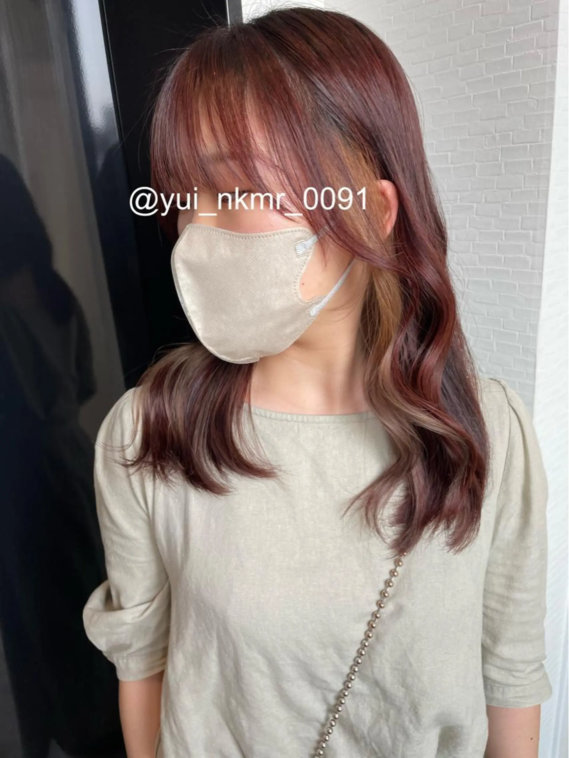 ロング カラー ブラウンカラー ピンクカラー ピンクブラウン YUI/ ブリーチカラー🌷のヘアスタイル