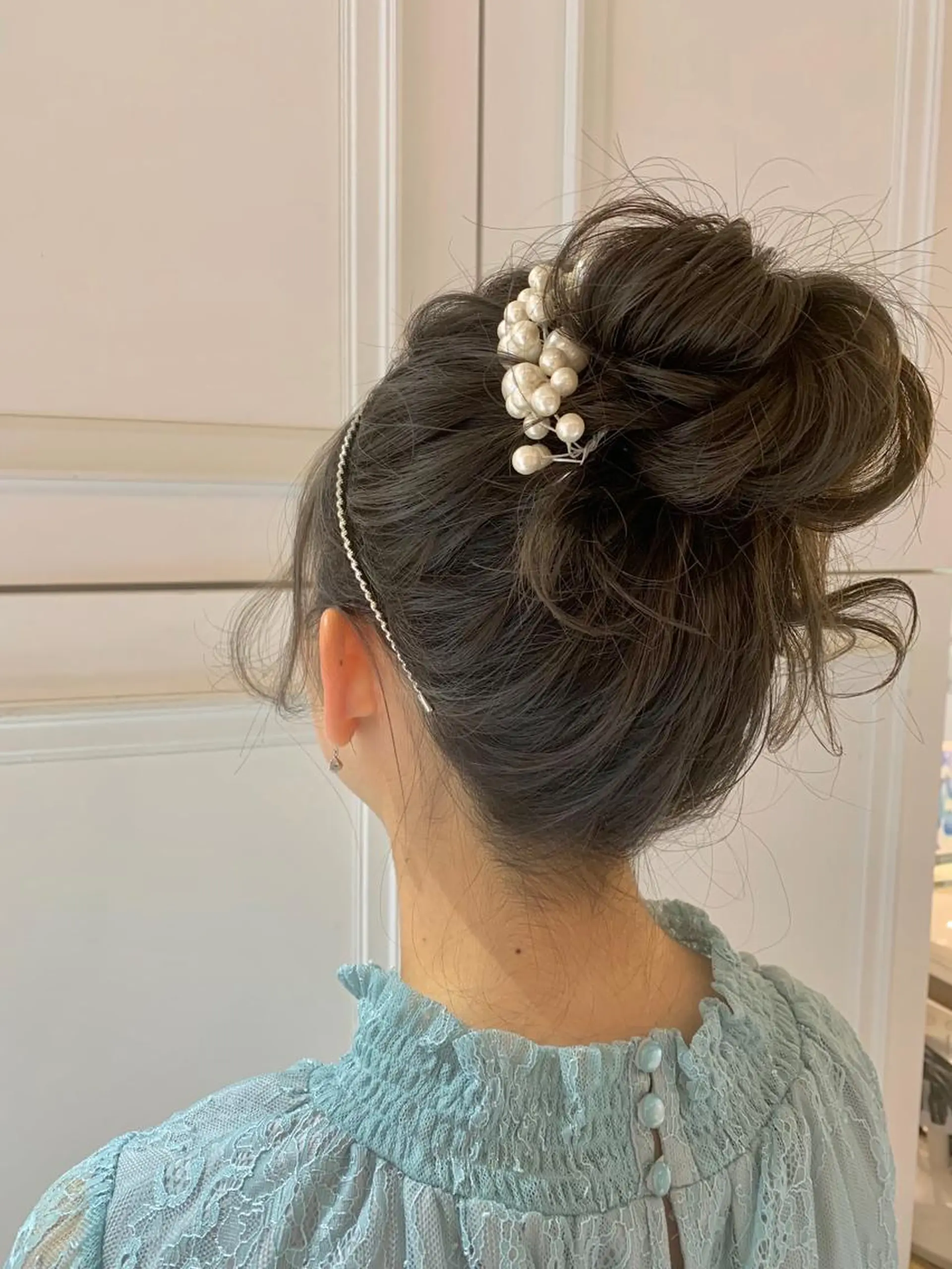 ロング カラー パーマ ヘアアレンジ アッシュ ブリーチ オリーブアッシュ fukuyasu rikaのネイルデザイン