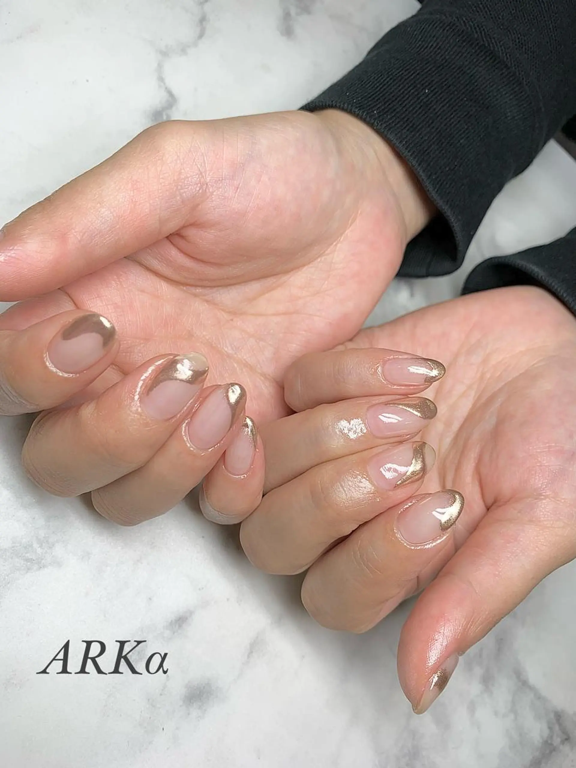 ミディアム ネイル ミラーネイル ハンドネイル Nailsalon ARKαのネイルデザイン