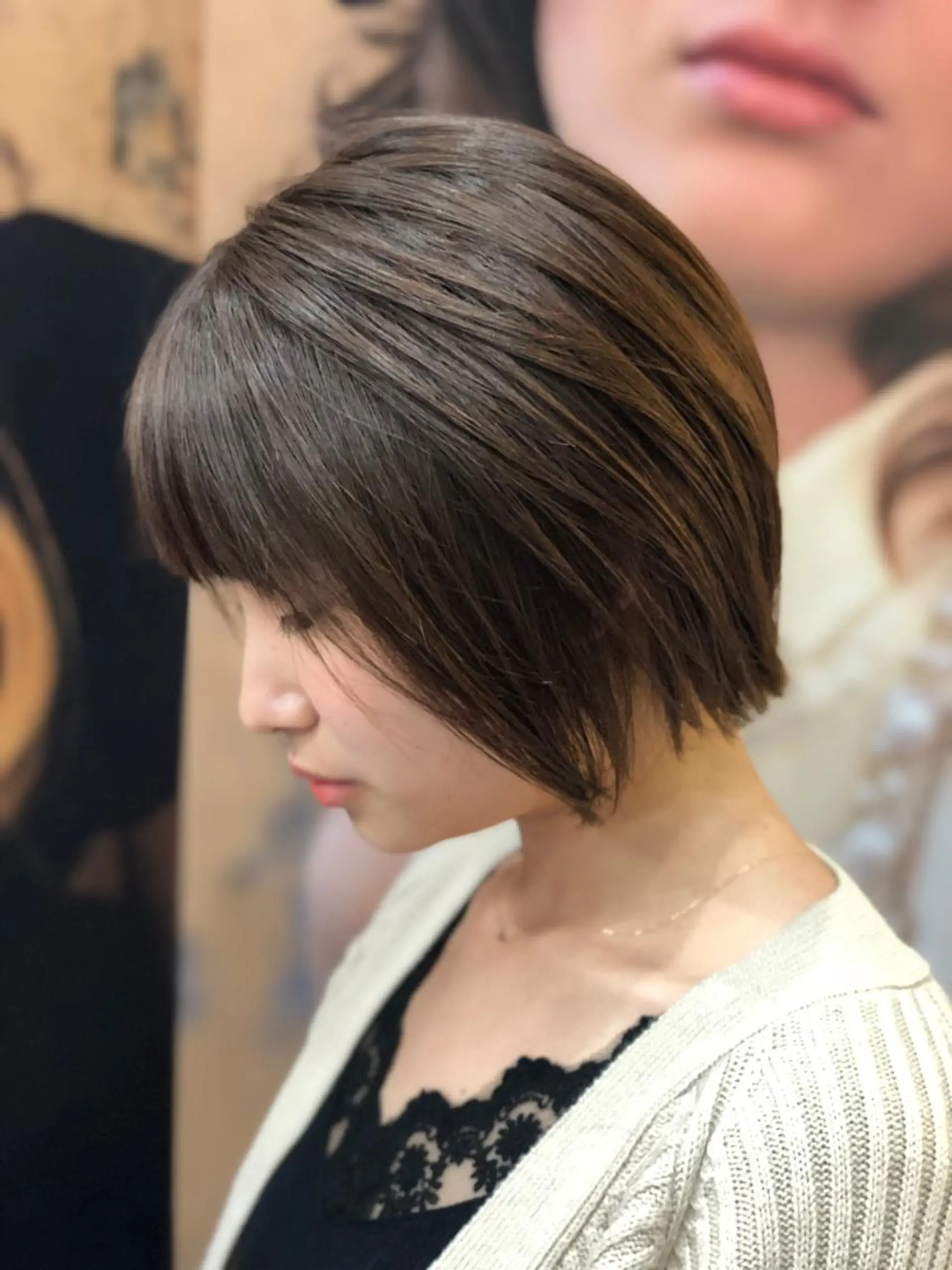 ショート カラー グレージュ イルミナカラー 丸みショートボブ/ タッセルボブ 吉野のヘアスタイル
