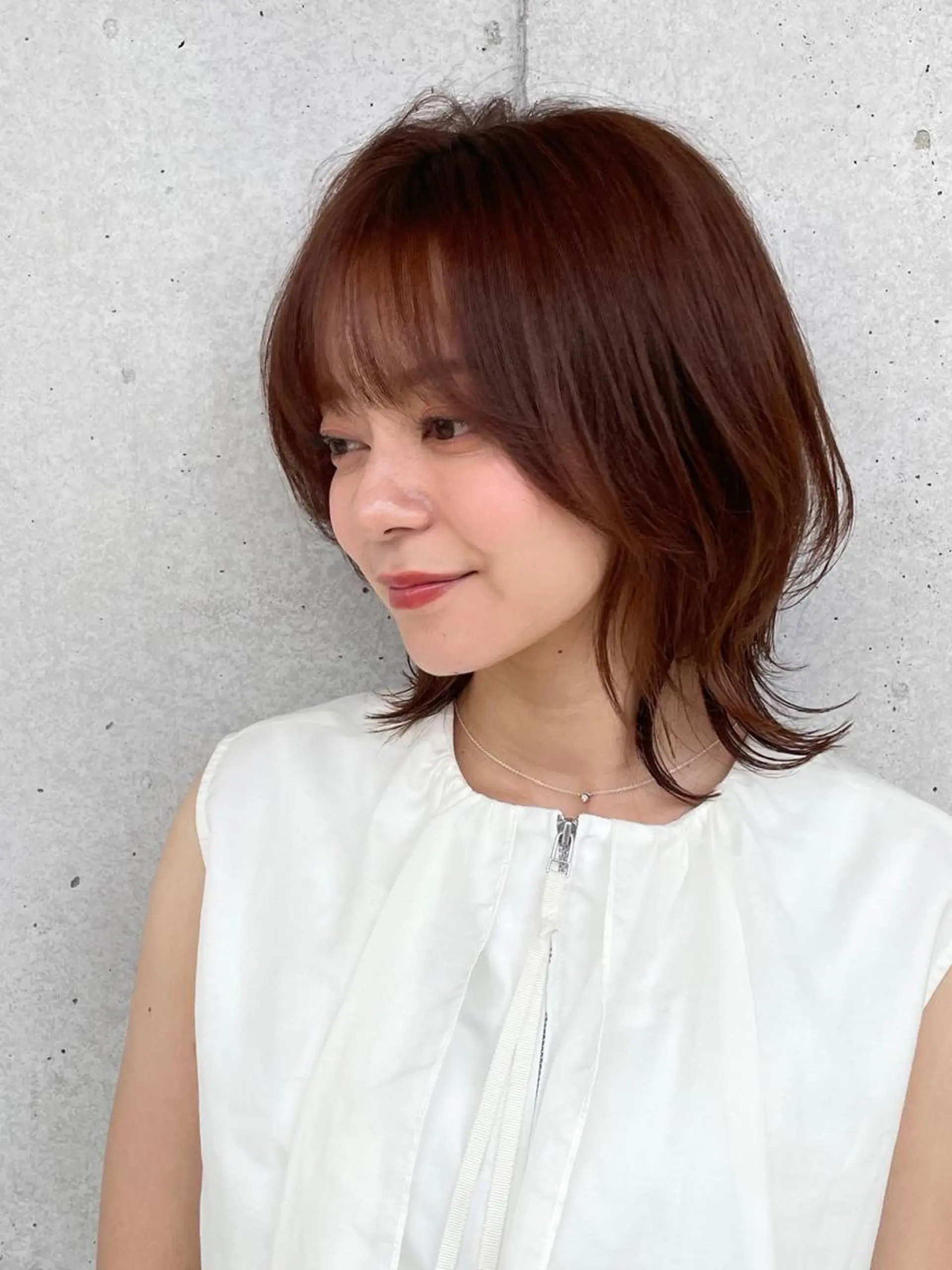ミディアム 顔周りカット レイヤーカット 小顔カット fifth天神/末廣 和也のヘアスタイル