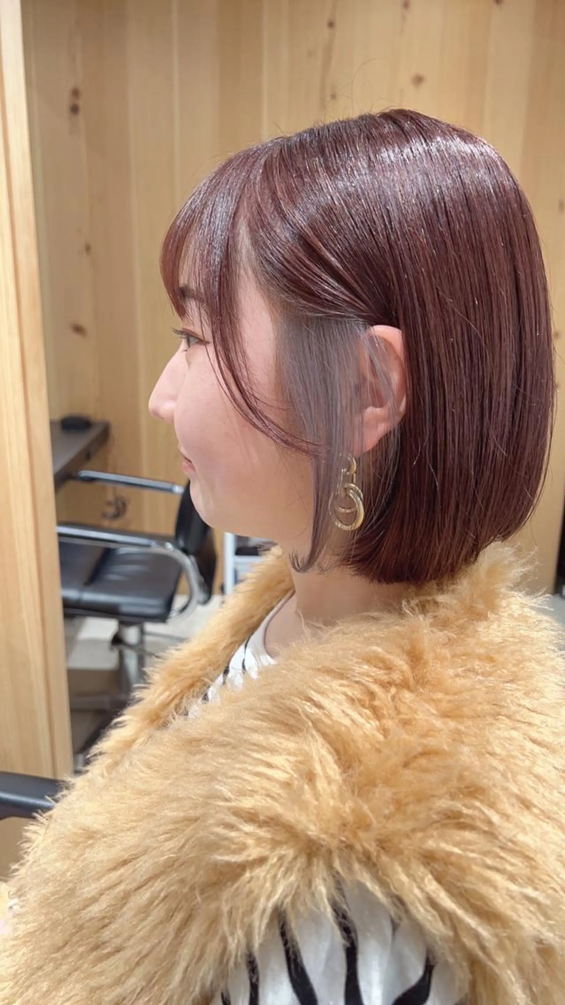 ショート カラー ブラウンカラー イヤリングカラー ピンクカラー ピンクブラウン ボブ カット ヘアカラー スキバサミを使わない カット🌼唯🌼のヘアスタイル