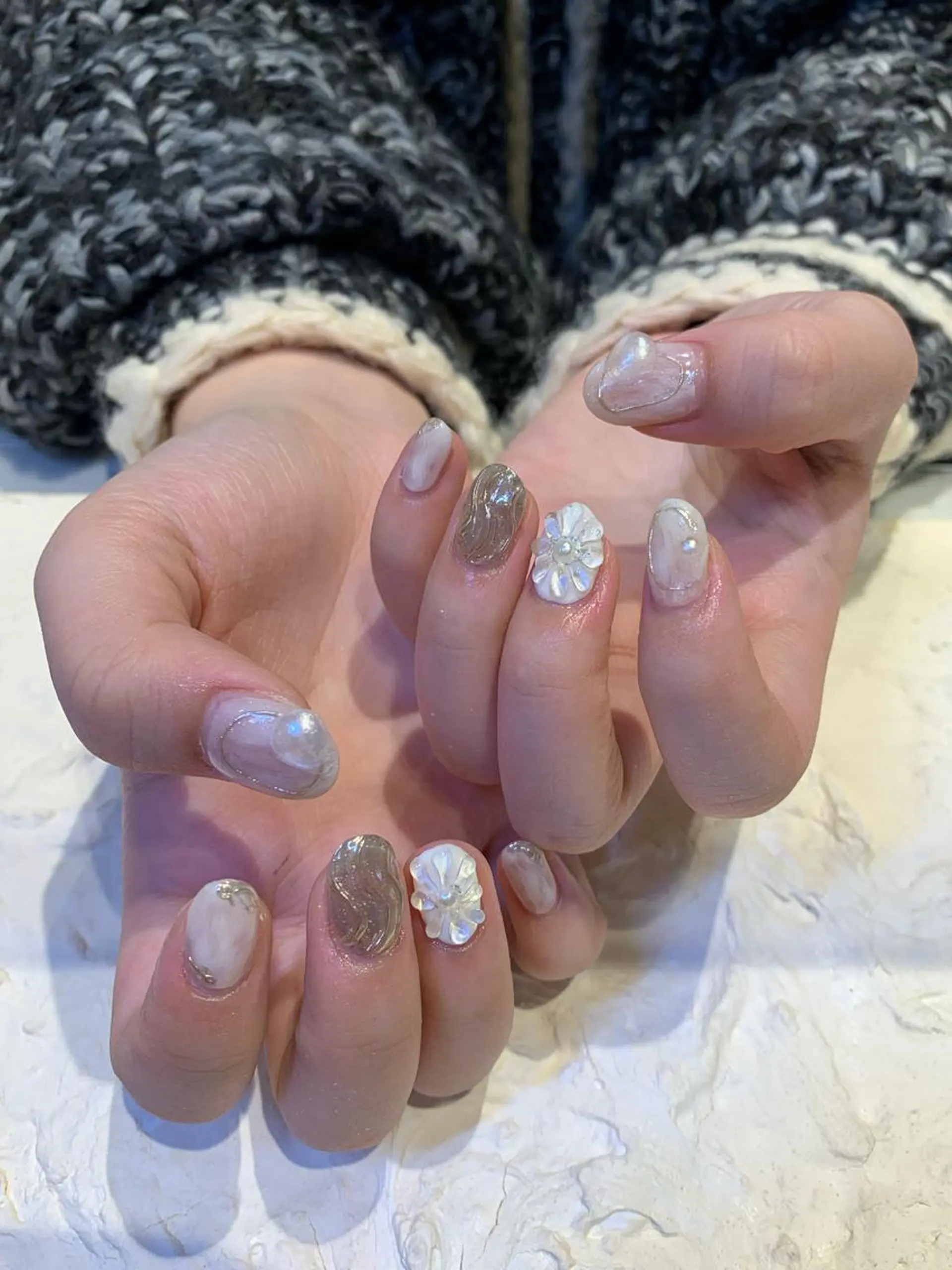 ネイル ぷっくりネイル 冬ネイル マキノ ユイのネイルデザイン