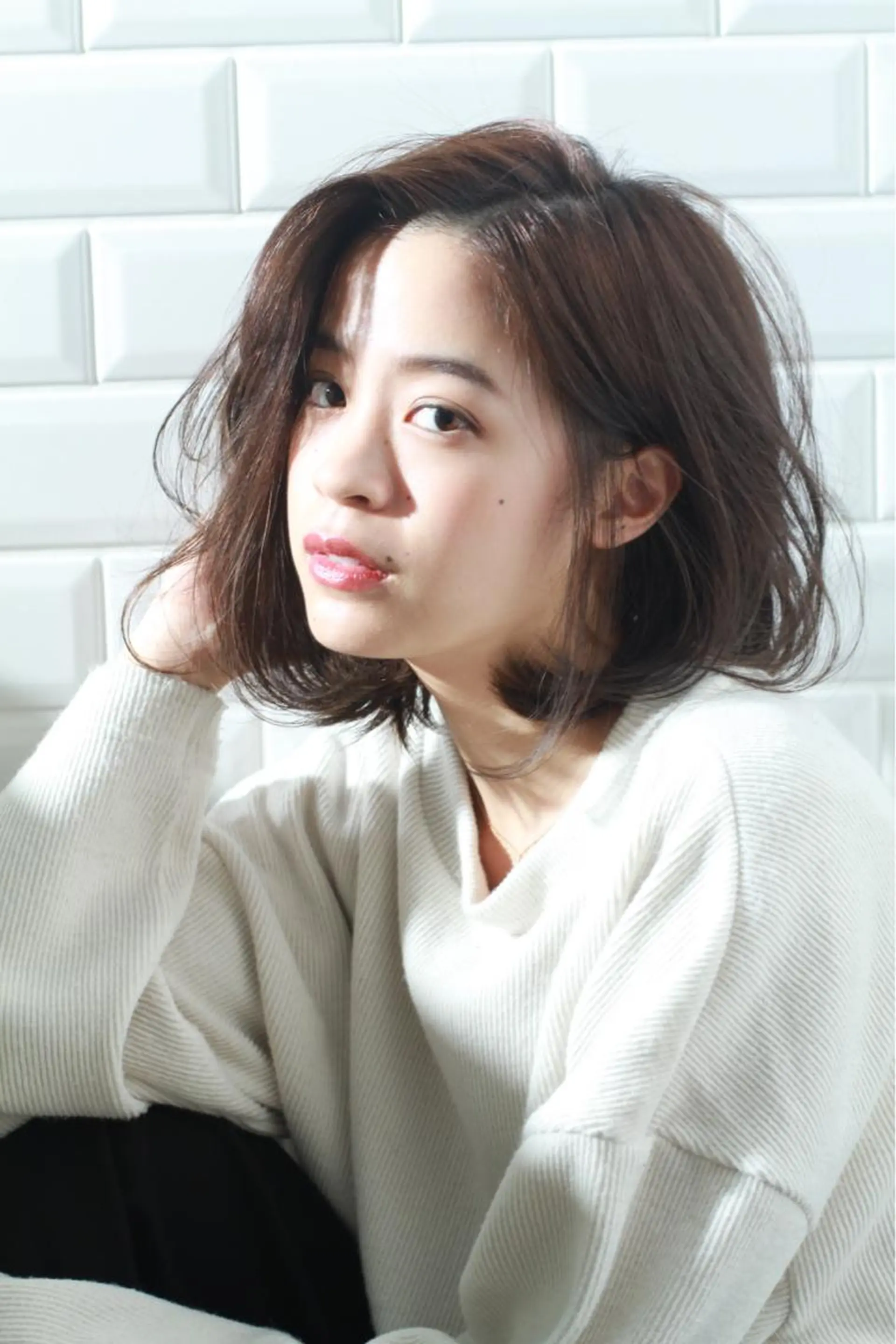 ミディアム カット ヘアカラー トリートメント 丸茂 聖名のヘアスタイル