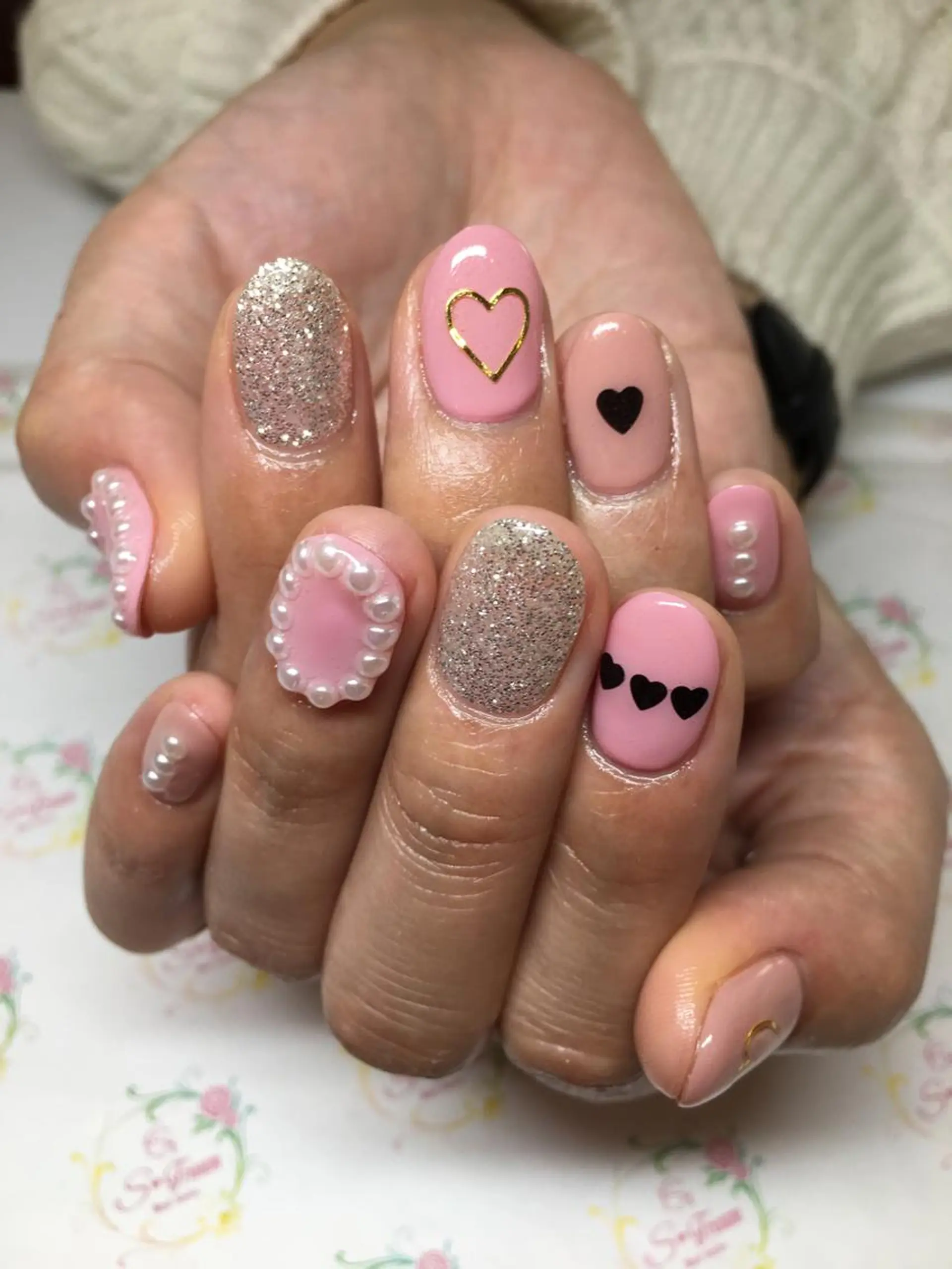 ネイル ガーリー ハート ピンク Nail Salon S-Traumのネイルデザイン