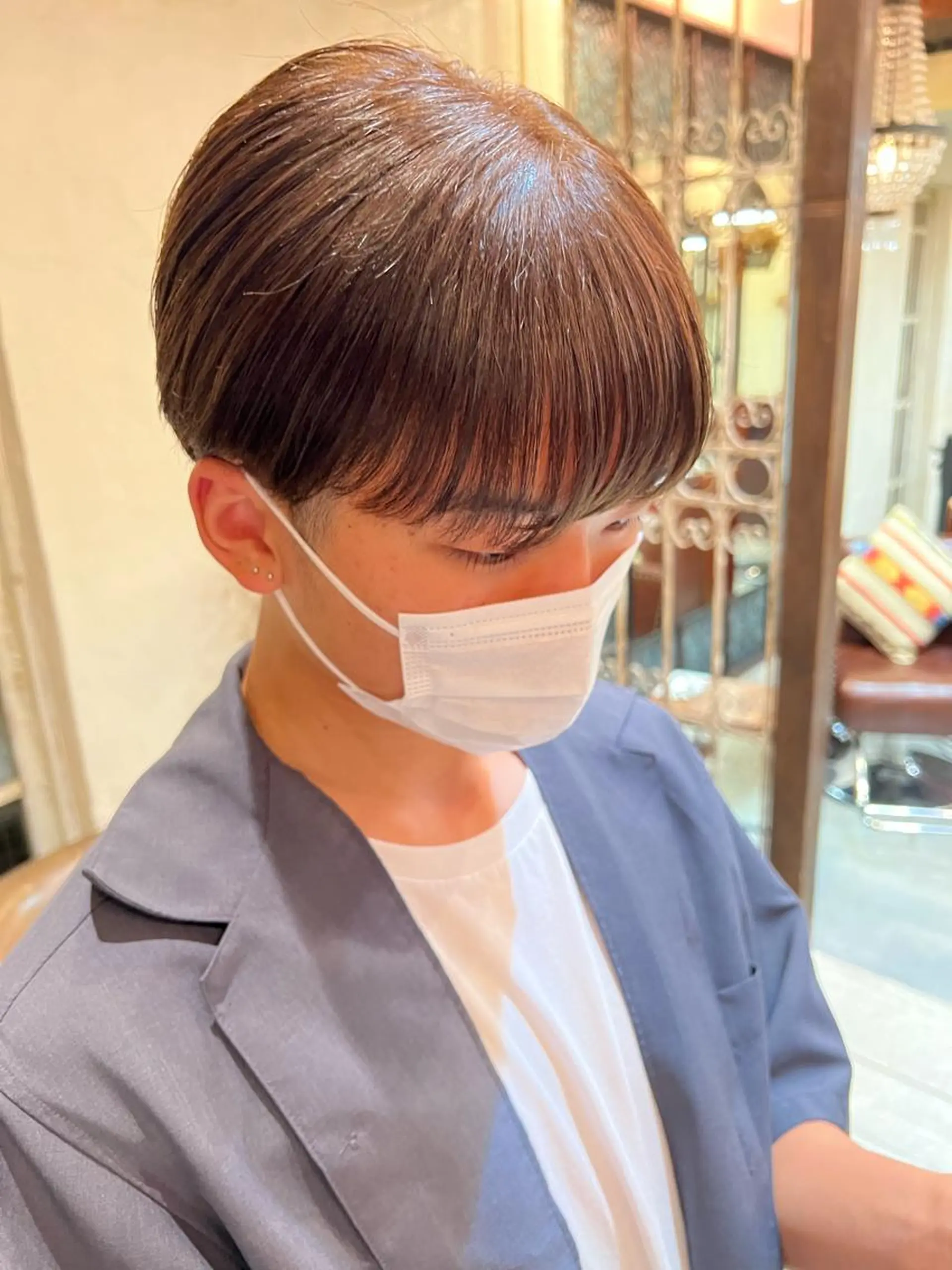パーマ メンズ ダウンパーマ メンズ韓国風 メンズパーマ 抜きっぱなしブロンド /ハイトーン/カナタのヘアスタイル