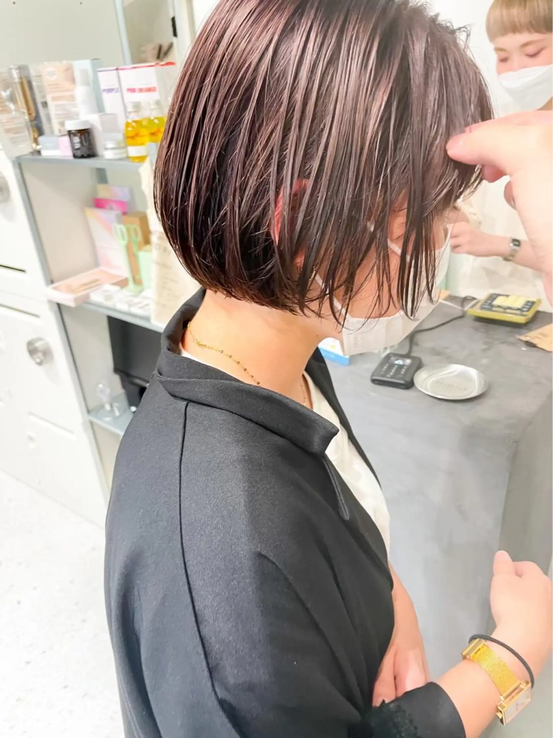 ショート パーマ ボブ ハイライト 髪質改善 韓国風ヘア レイヤーカット 🌈新田 みどり🌈のヘアスタイル