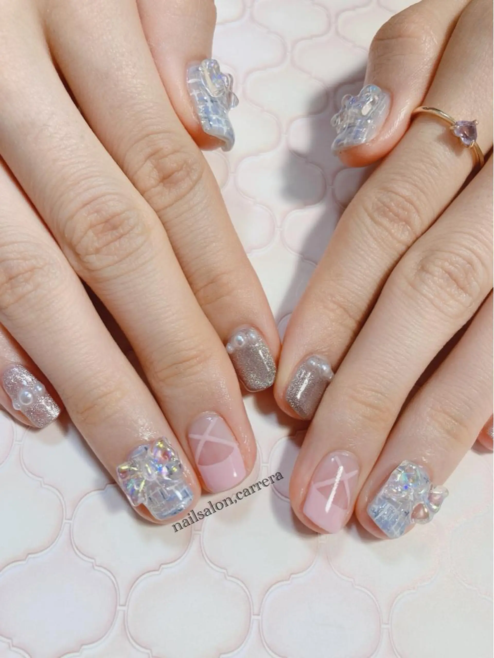 ネイル ジェルネイル ネイルチップ ツイードネイル ハンドネイル Bon Amieのネイルデザイン