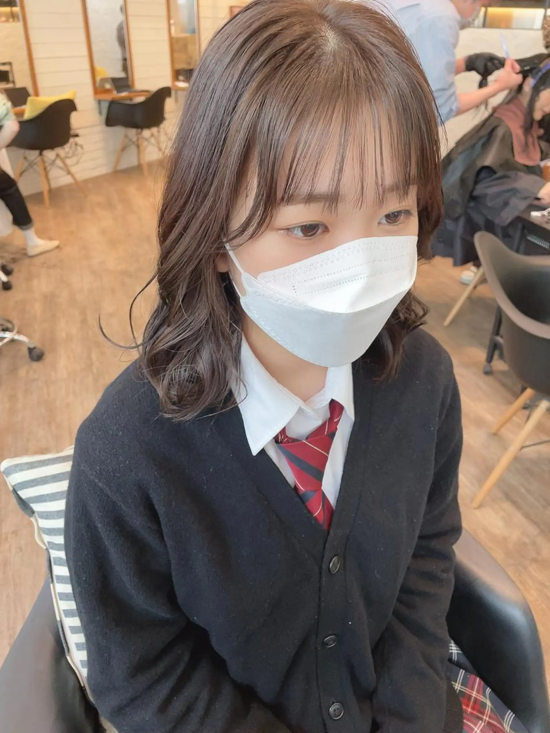 ミディアム 小顔カット カット ヘアカラー トリートメント ヘッドスパ ヘアセット ✨透明感ケアカラー✨ 長野ゆきなのヘアスタイル
