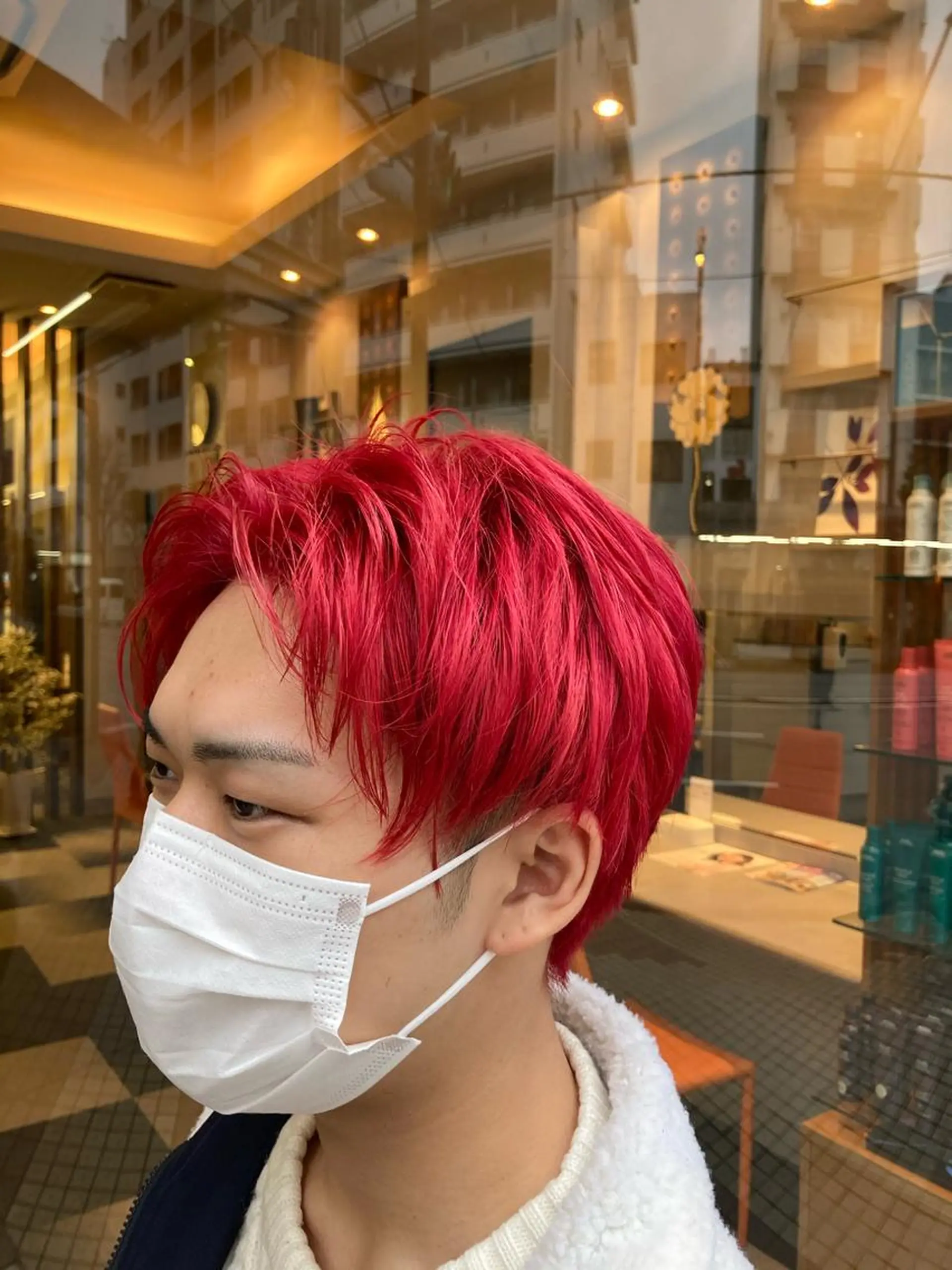 ショート カラー メンズ メンズブリーチ ブリーチ レッドカラー カット トリートメント 🌟東銀座マンツーマ ン🌟タカナシのヘアスタイル