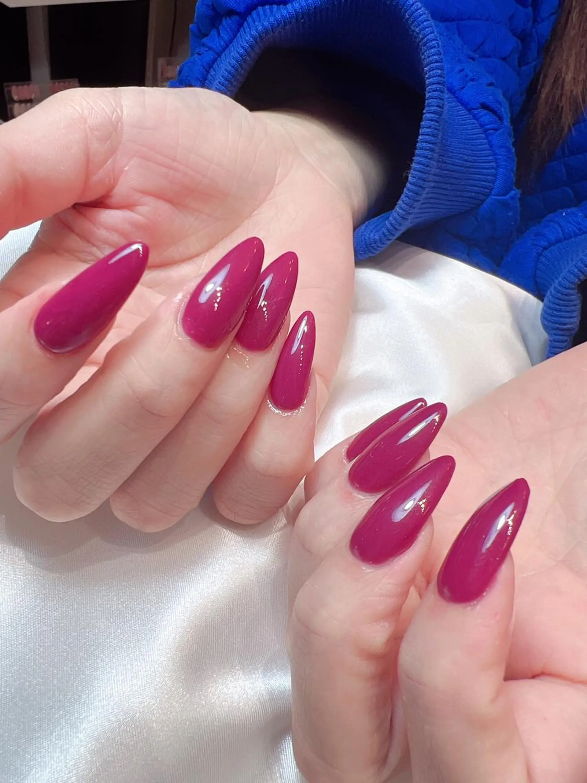 ネイル ワンカラーネイル ピンク スカルプネイル bijou nails　蓮のネイルデザイン