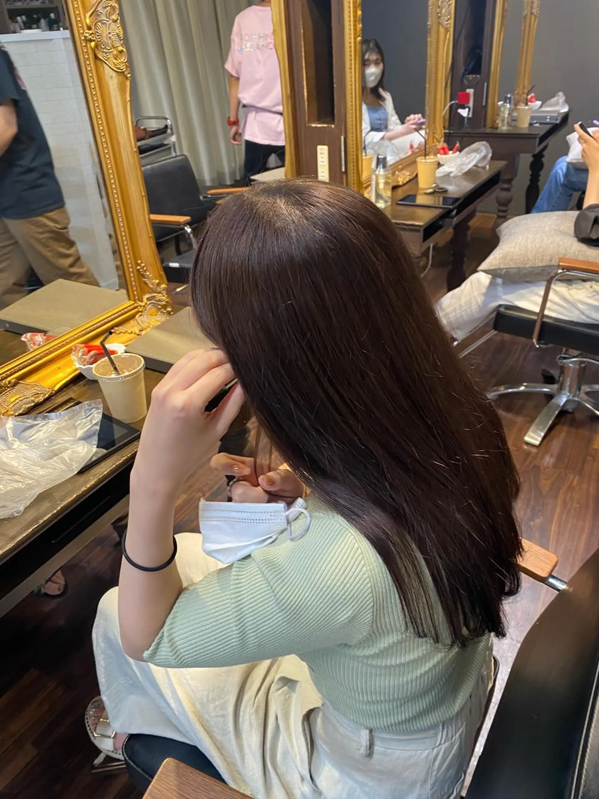 ロング カラー パーマ ヘアアレンジ ブラウンカラー チョコレートブラウン 縮毛矯正 酸性ストレート ストレートパーマ レイヤーカット×髪質 改善🇰🇷シオリのヘアスタイル