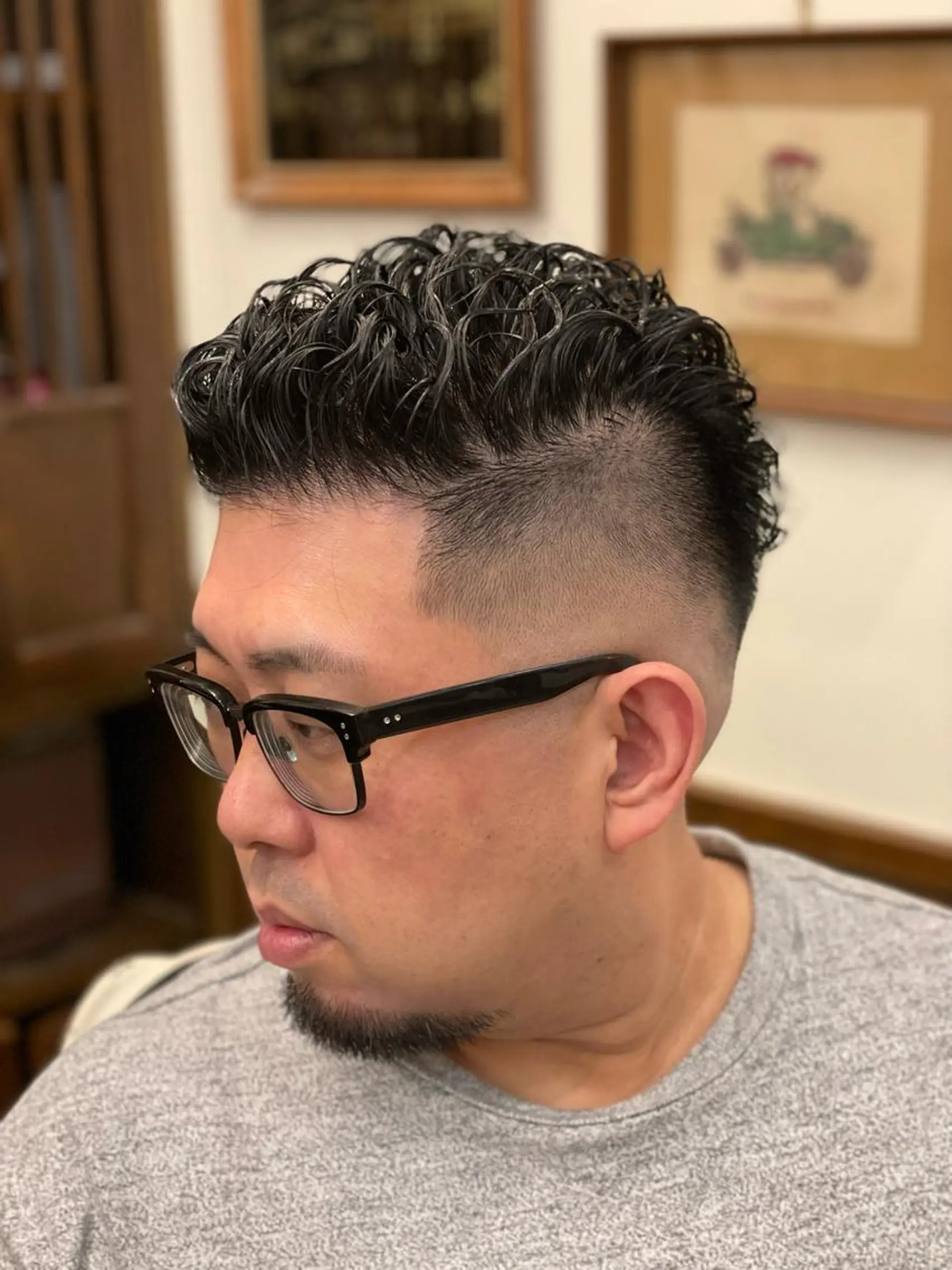 ミディアム メンズ フェードカット スキンフェード 大久保 竣太のヘアスタイル