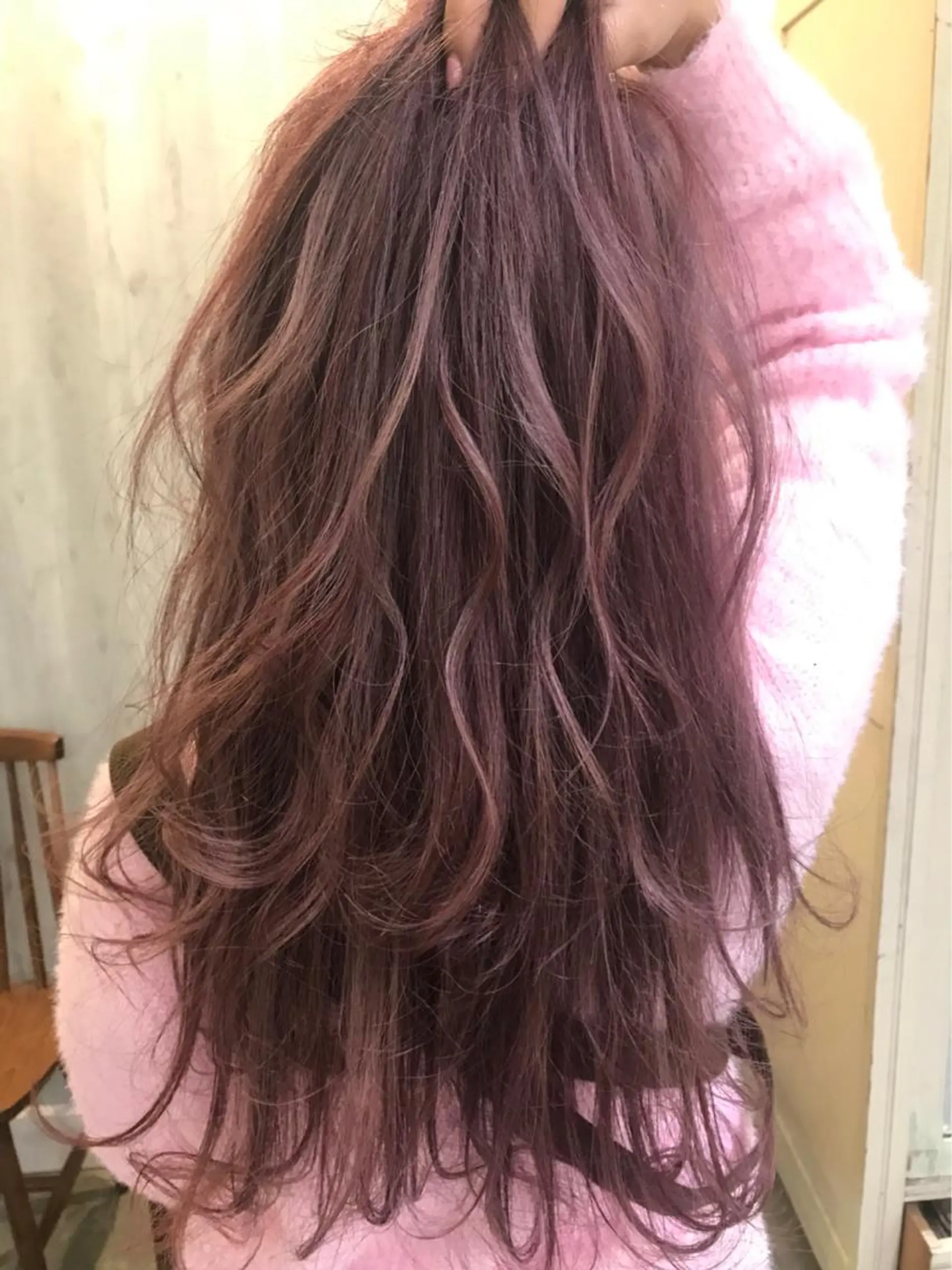 ロング カラー パーマ ブリーチ 透明感カラー ダブルカラー ピンクカラー ホワイトピンク 舘野 太嘉宏のヘアスタイル