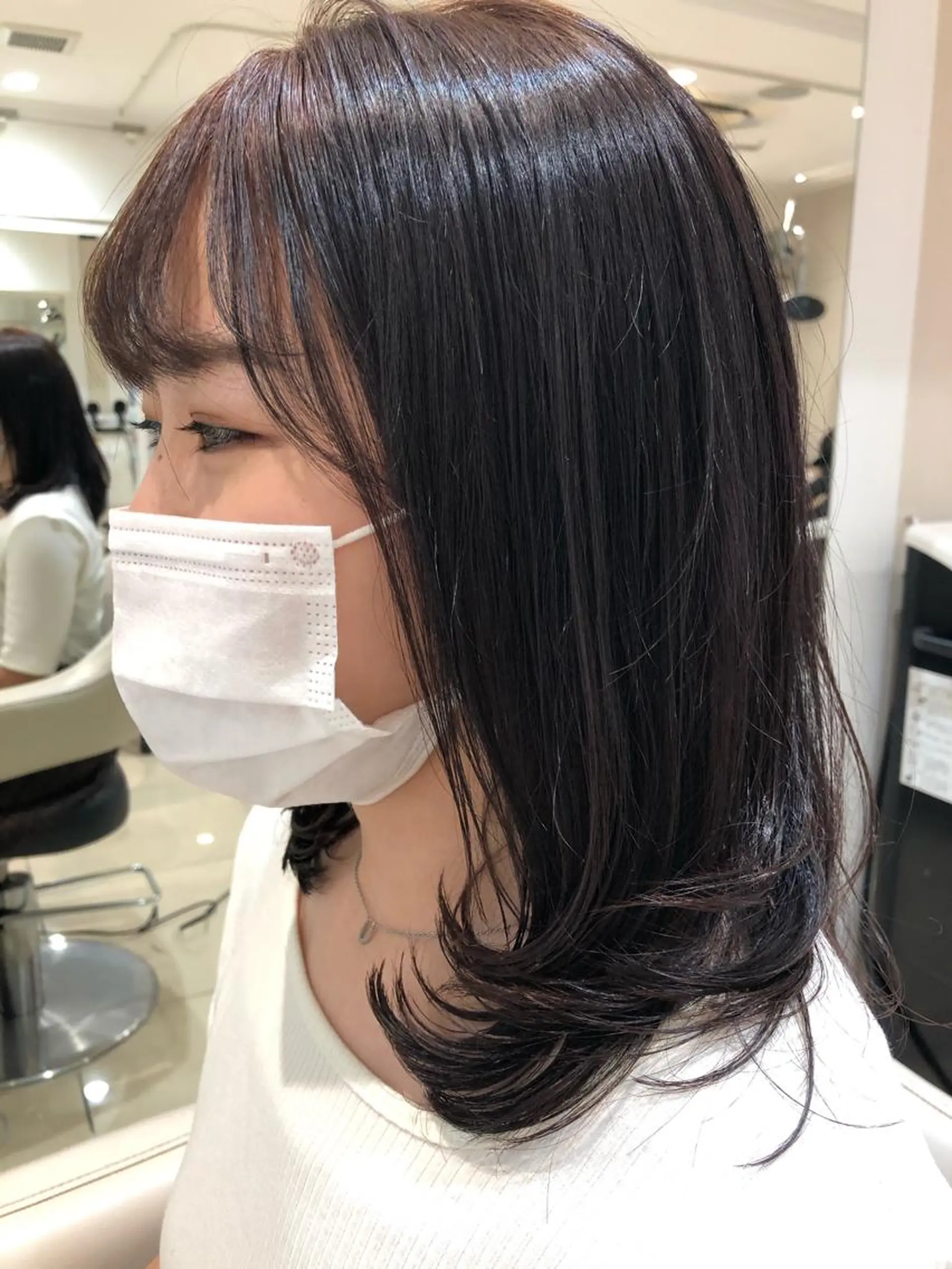 セミロング レイヤーカット 小顔カット カジサ ケイコのヘアスタイル