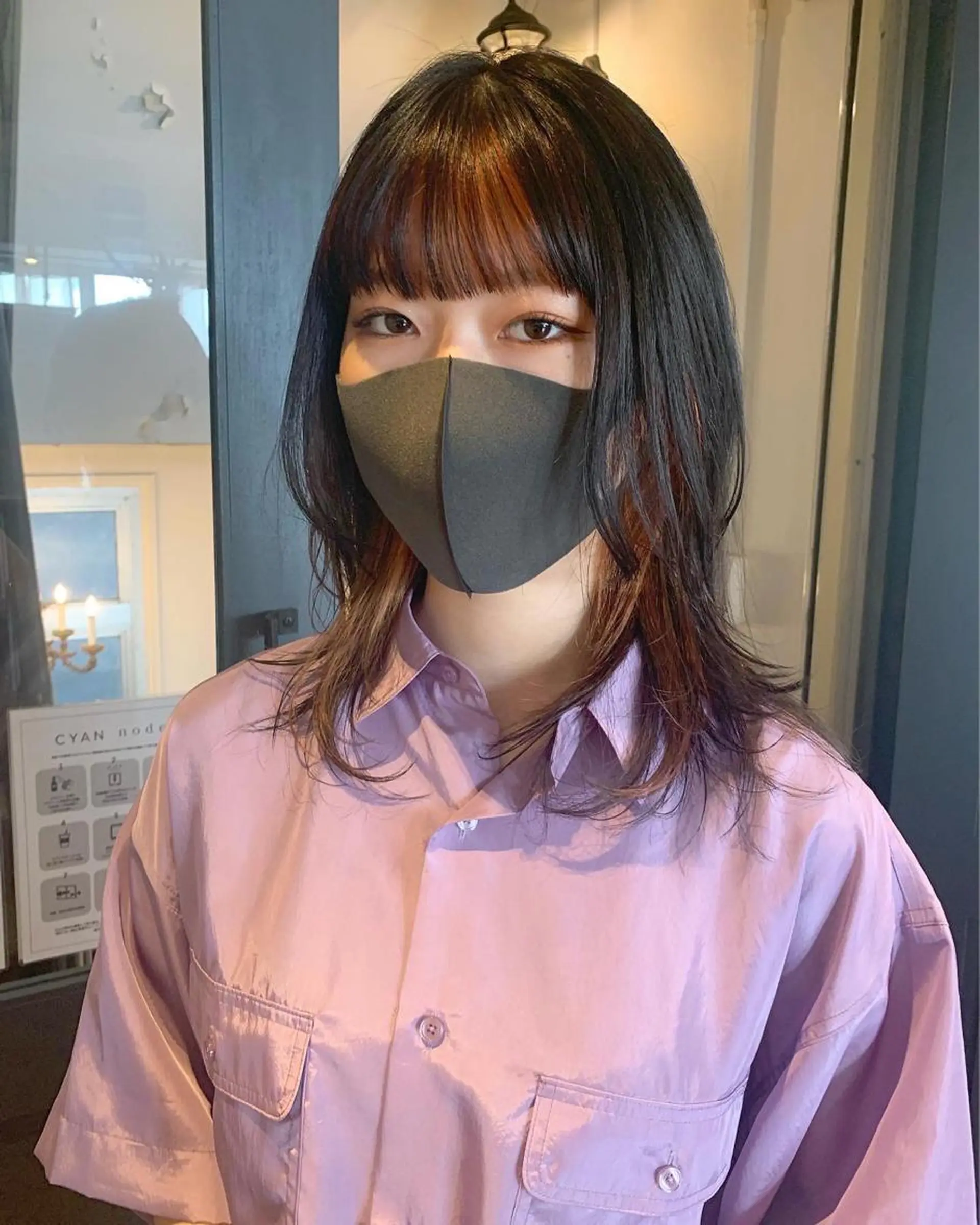 セミロング カラー パーマ ヘアアレンジ メンズ キッズ ネイル マツエク・マツパ メンズインナーカラー インナーカラー オレンジ カラーマツエク レイヤーカット カット ヘアカラー トリートメント ウルフレイヤーカット /チヒロのヘアスタイル