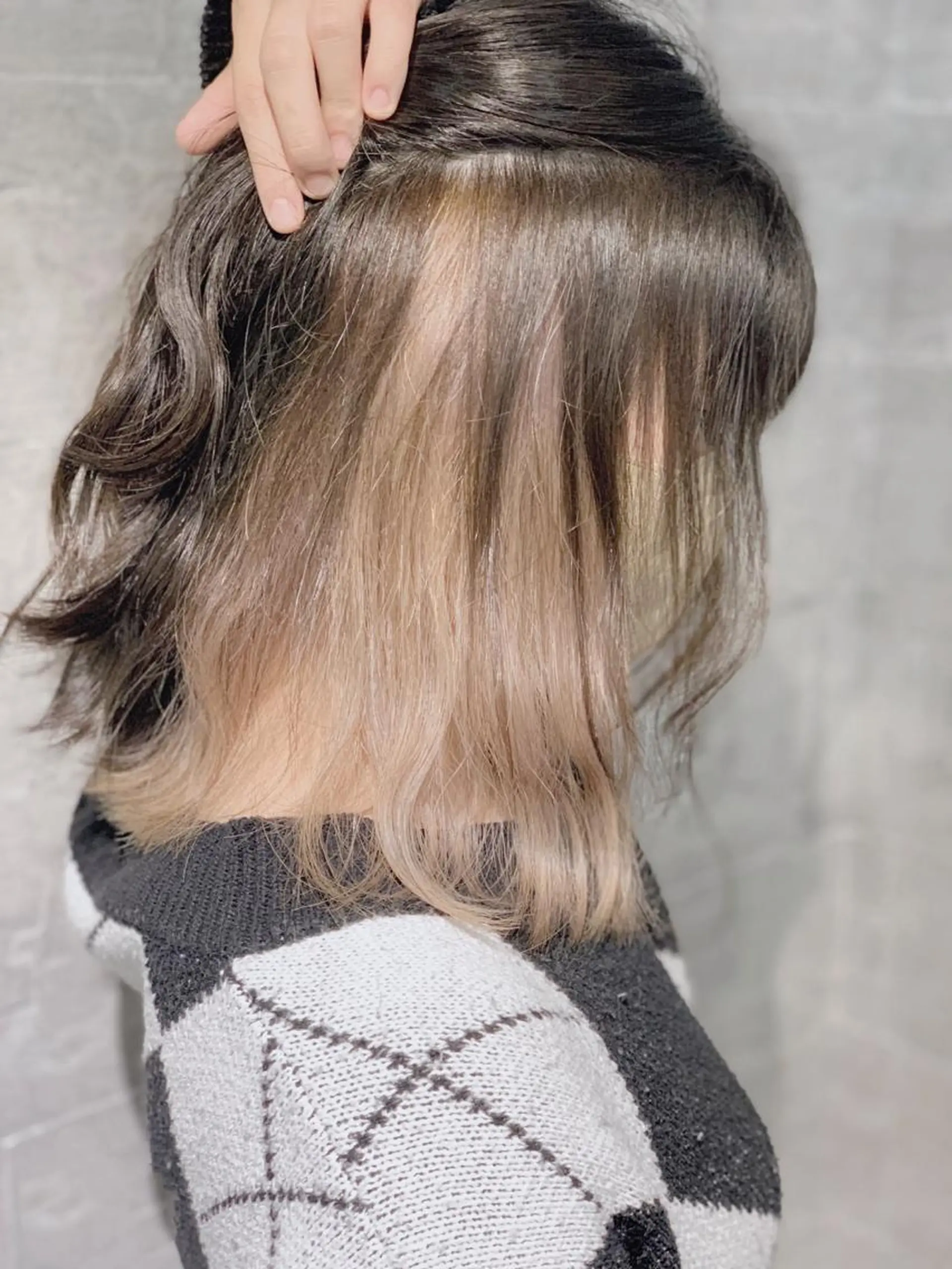 セミロング ハイライト 髪質改善 韓国風ヘア 縮毛矯正 ank classic hair【アンククラシックヘアー】所属・メンズスタイル バレイヤージュ　齋藤のヘアスタイル