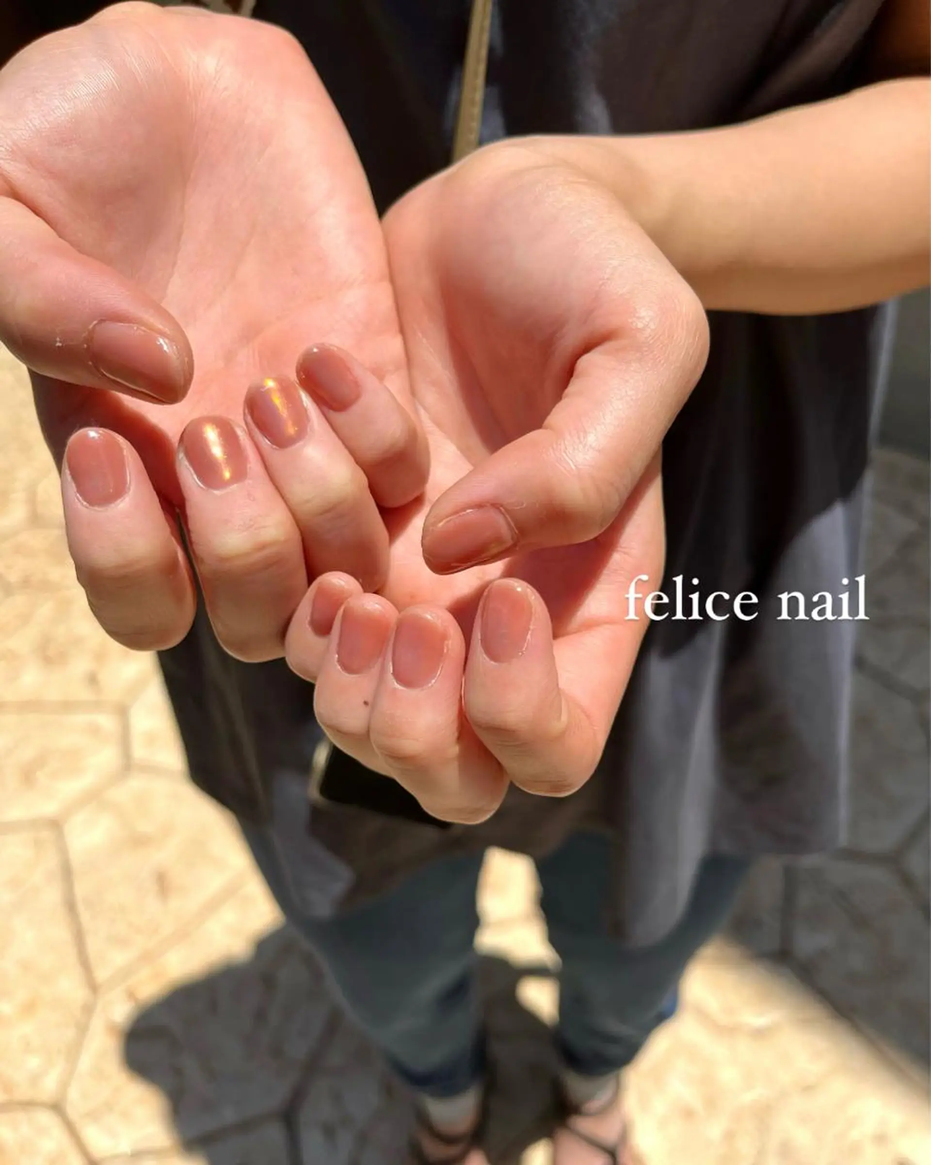 ネイル オーロラネイル ワンカラーネイル オレンジ felice nailのネイルデザイン